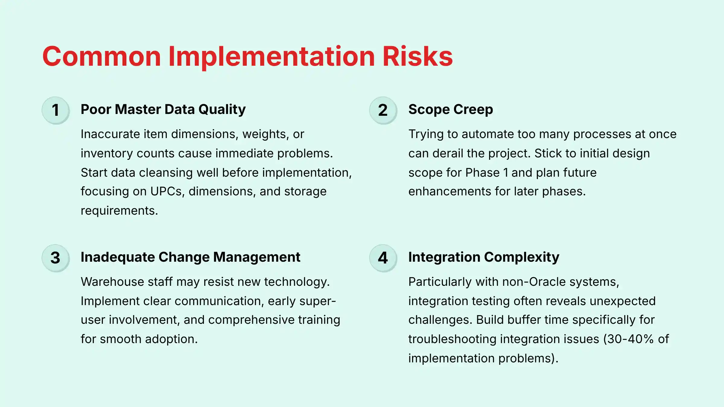 Oracle WMS Cloud Common Implementation Risks