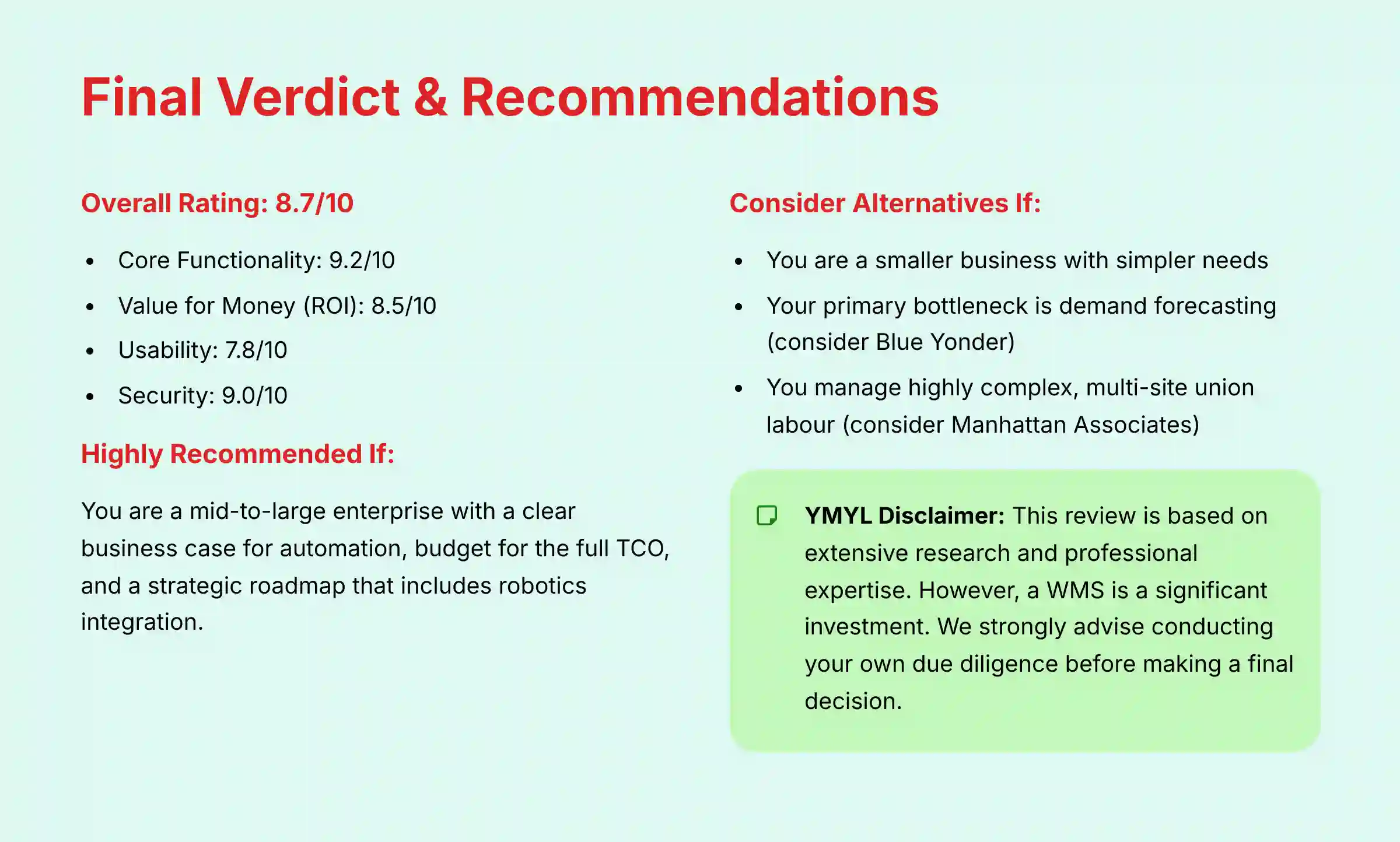 Final Verdict and Recommendations