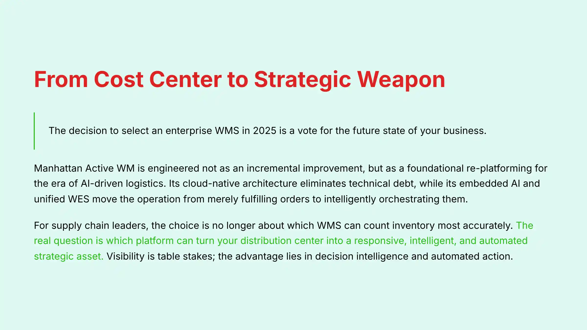 From Cost Center to Strategic Weapon