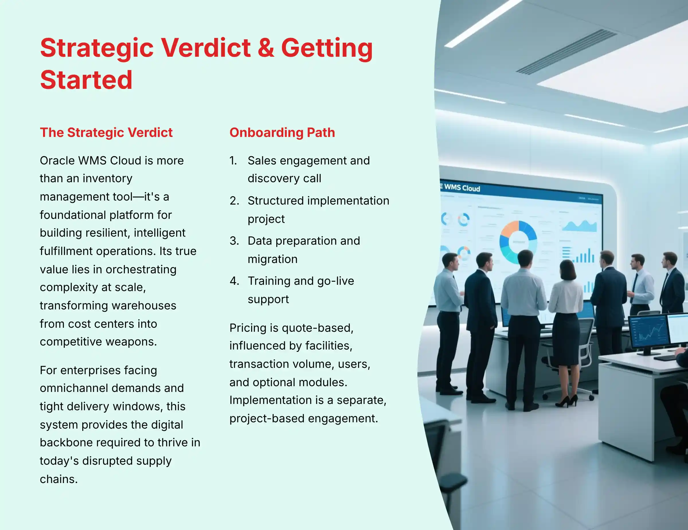 Strategic Verdict and Getting Started guide for Oracle WMS Cloud implementation