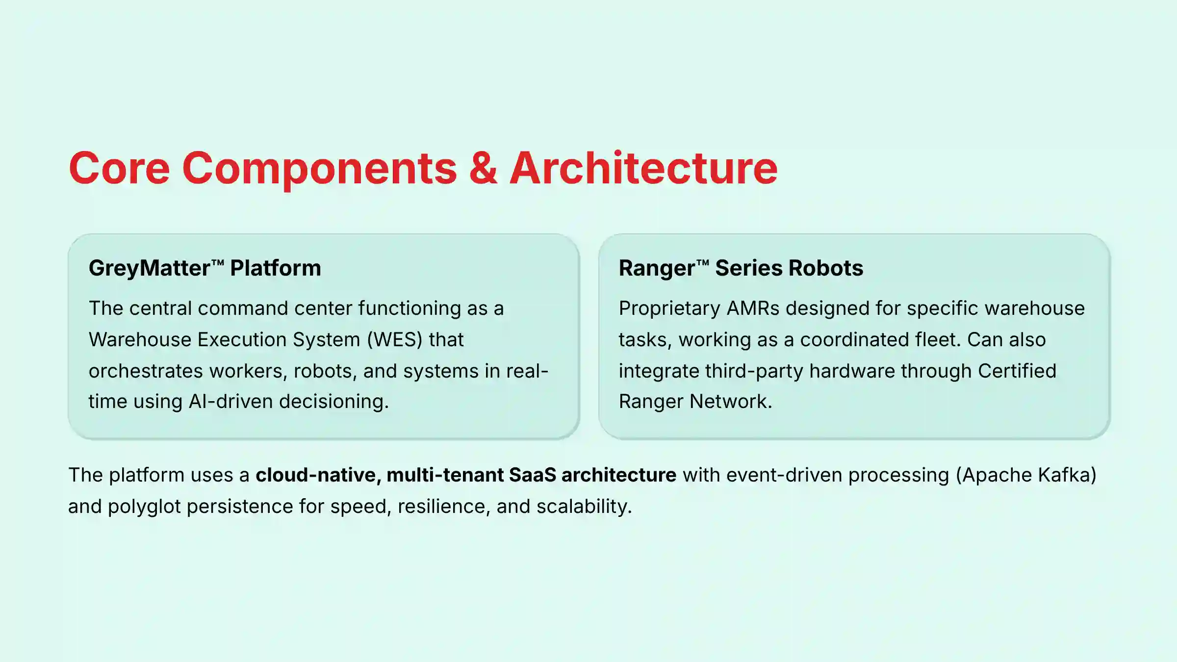 GreyOrange core components and architecture overview