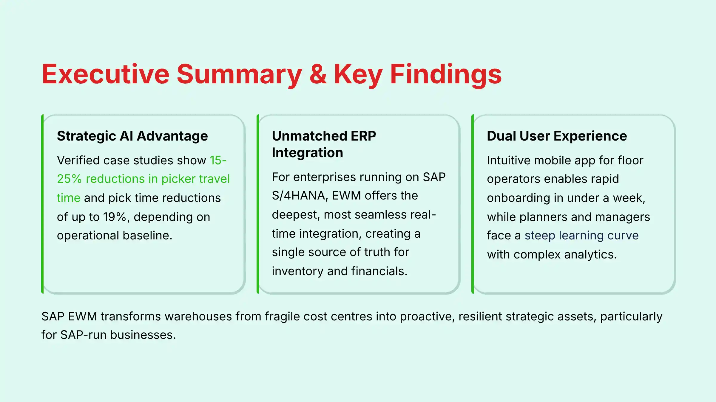 Executive Summary and Key Findings for SAP EWM Review