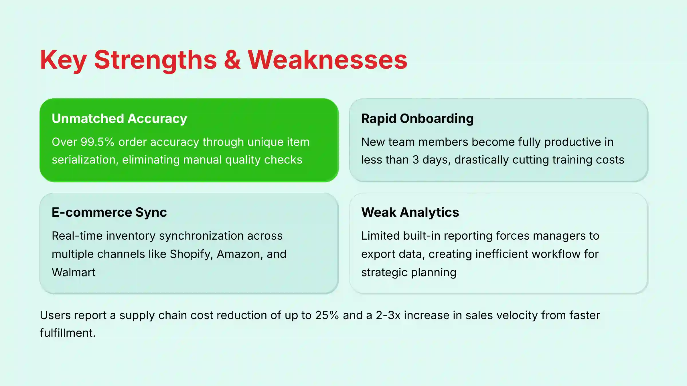 Key Strengths and Weaknesses of Increff WMS