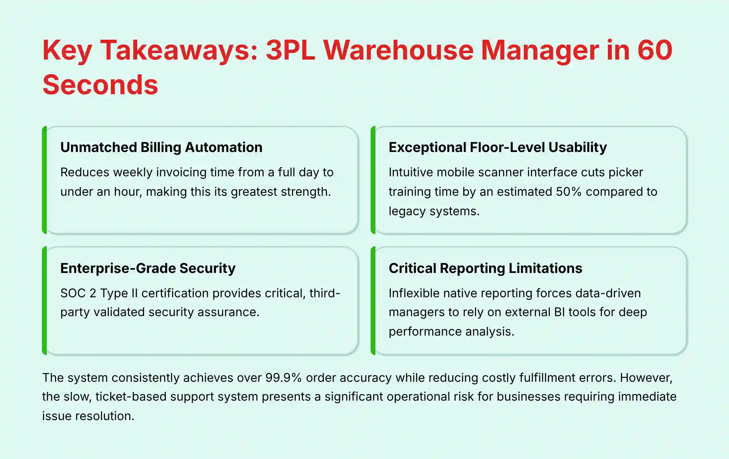Key Takeaways 3PL Warehouse Manager Analysis