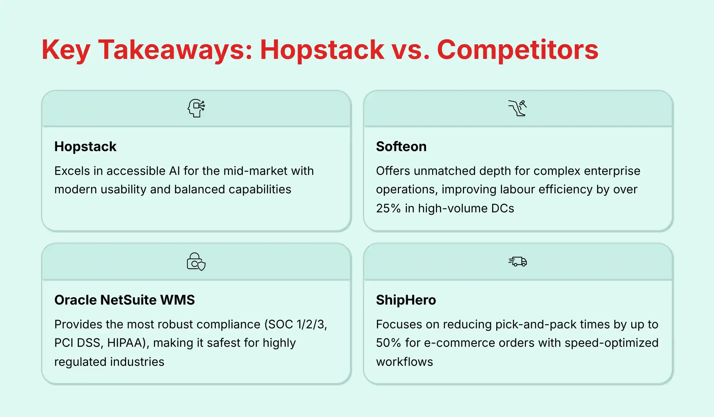 Key Takeaways - Hopstack vs Competitors analysis framework