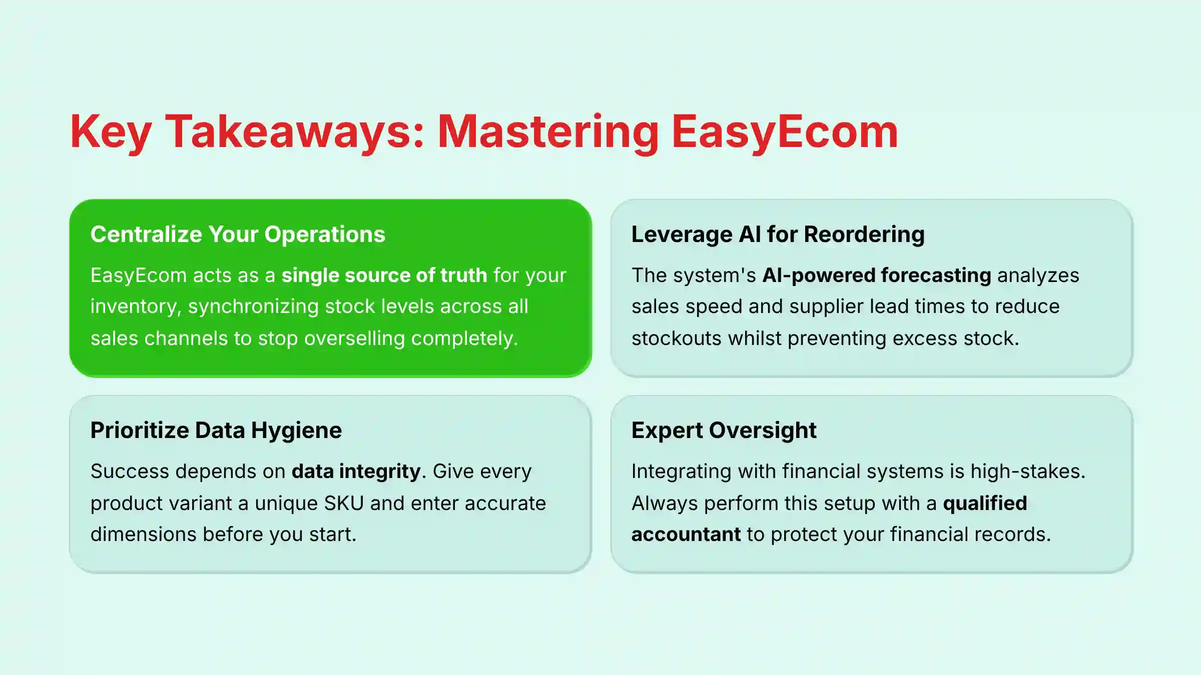 Key Takeaways for Mastering EasyEcom