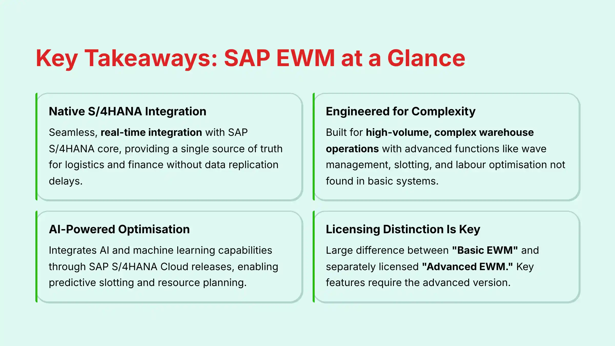 SAP EWM Key Takeaways Overview