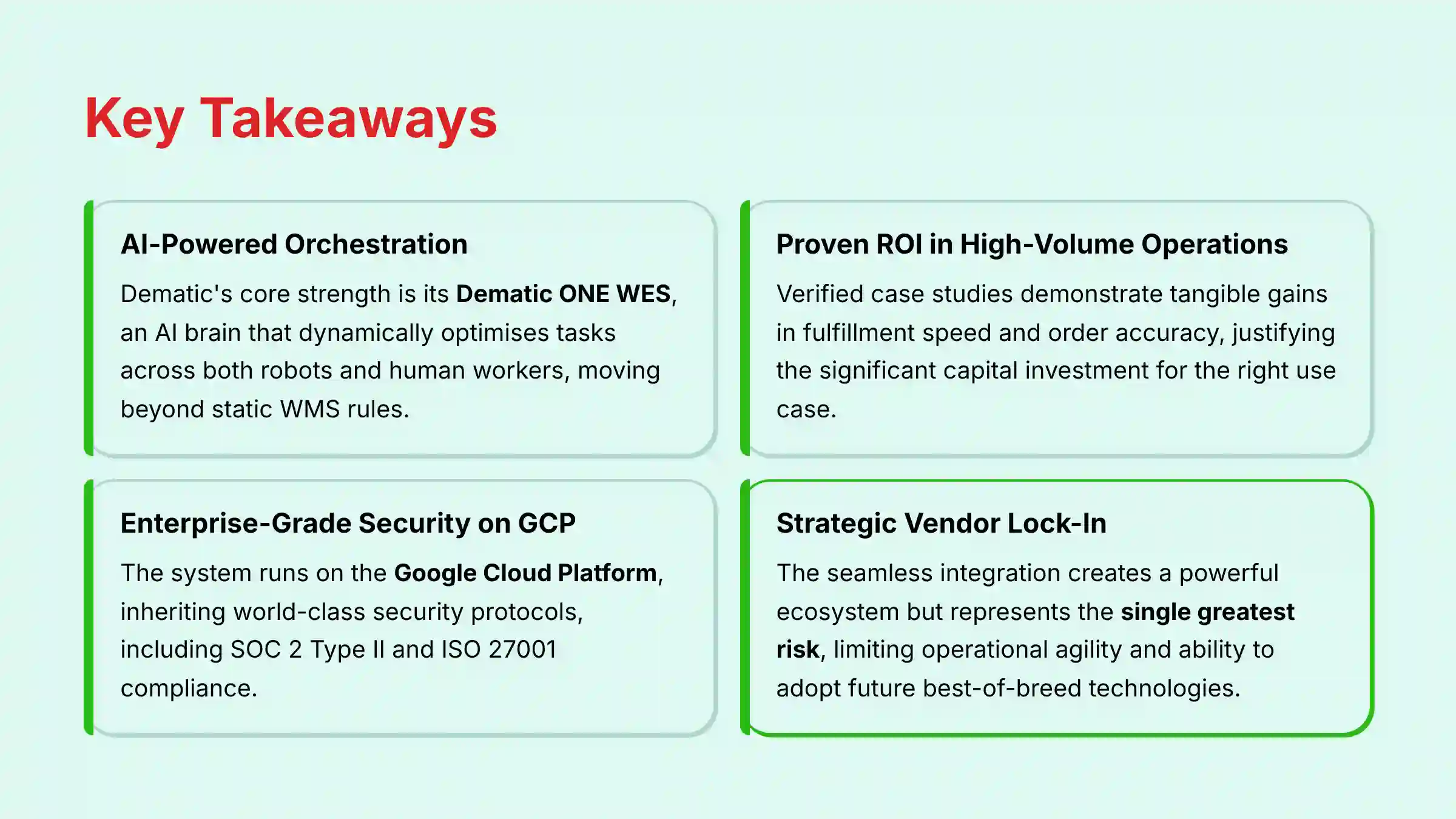 Dematic Review Key Takeaways Analysis