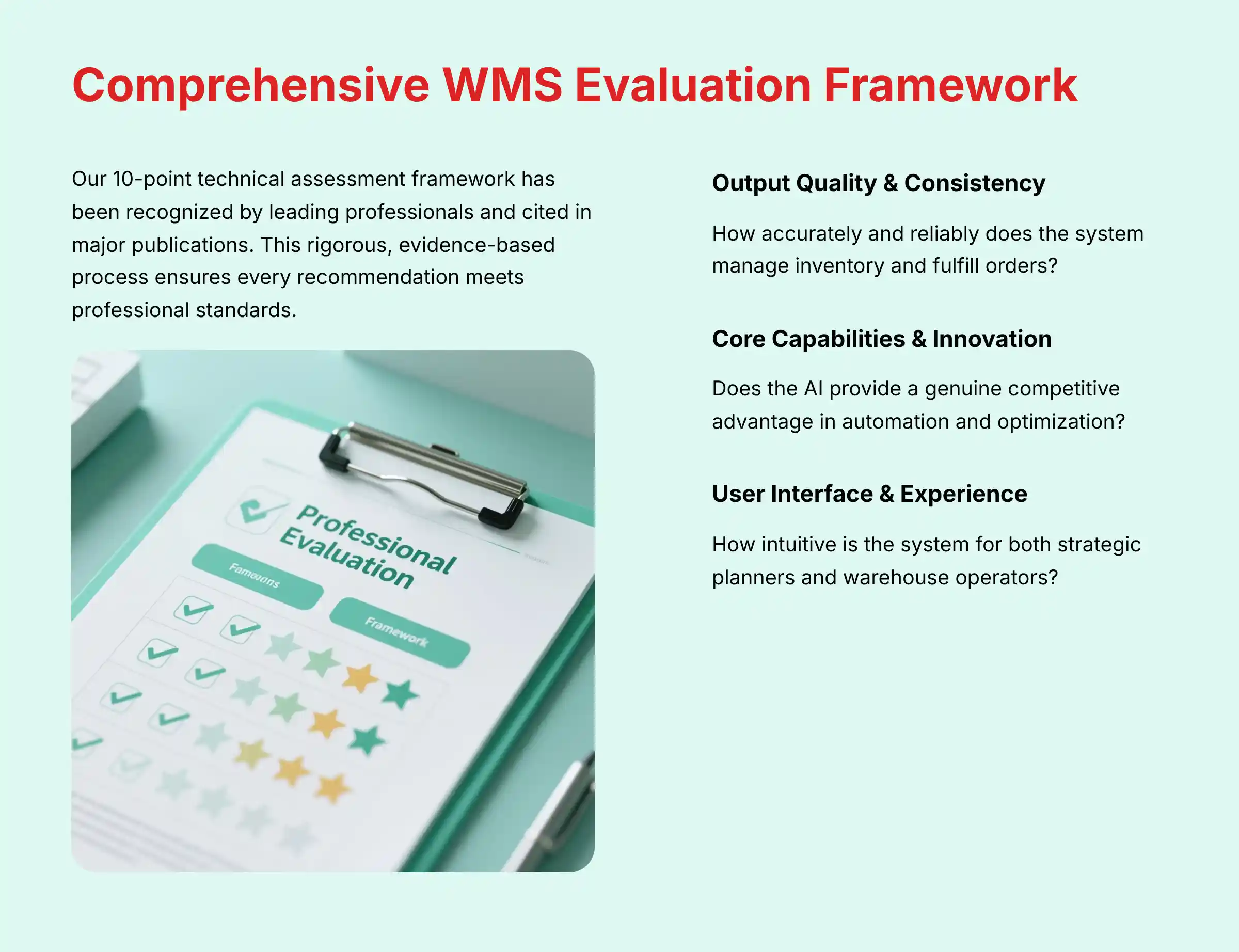 Comprehensive WMS Evaluation Framework for 2025