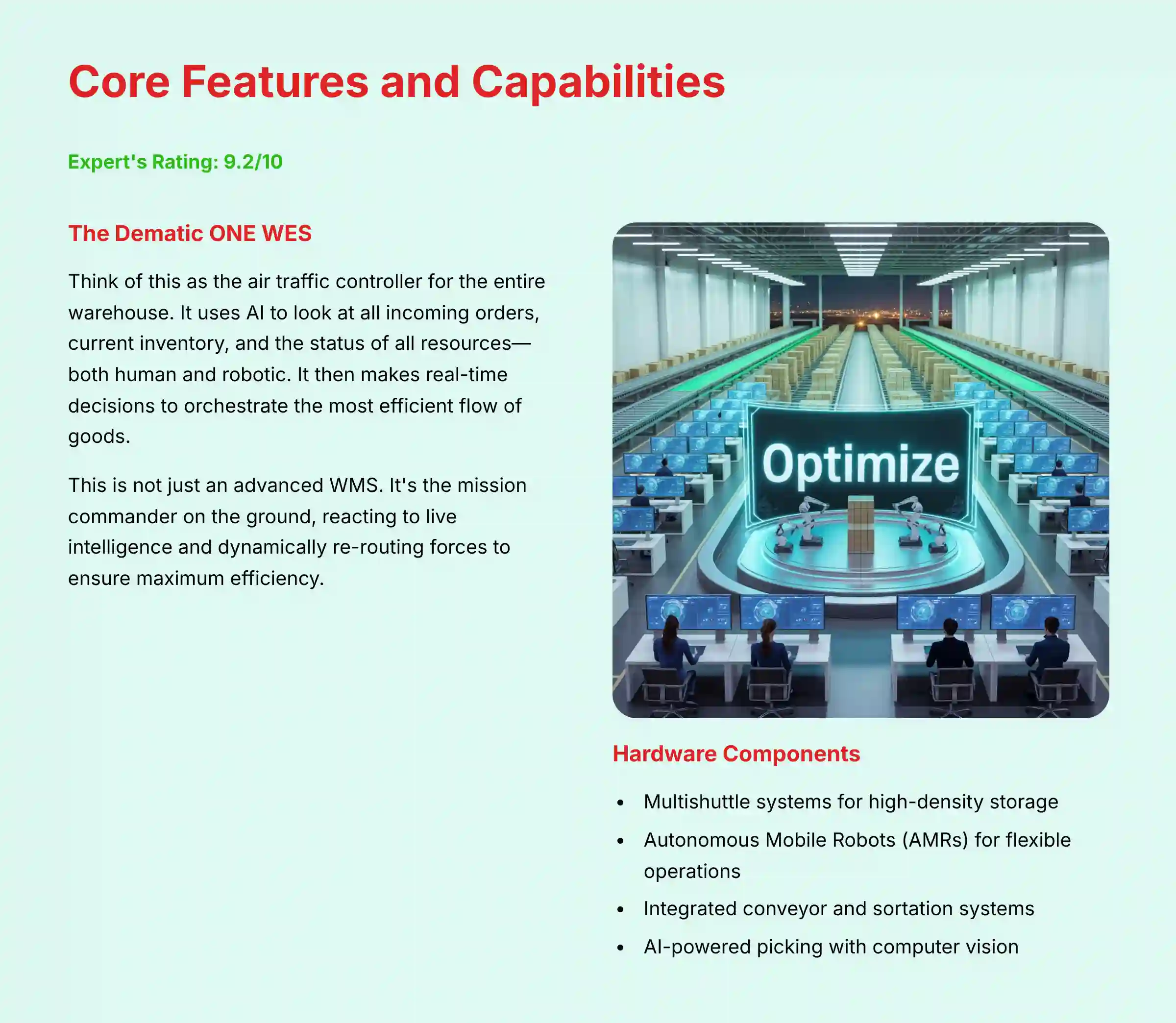 Dematic Core Features and Capabilities Analysis