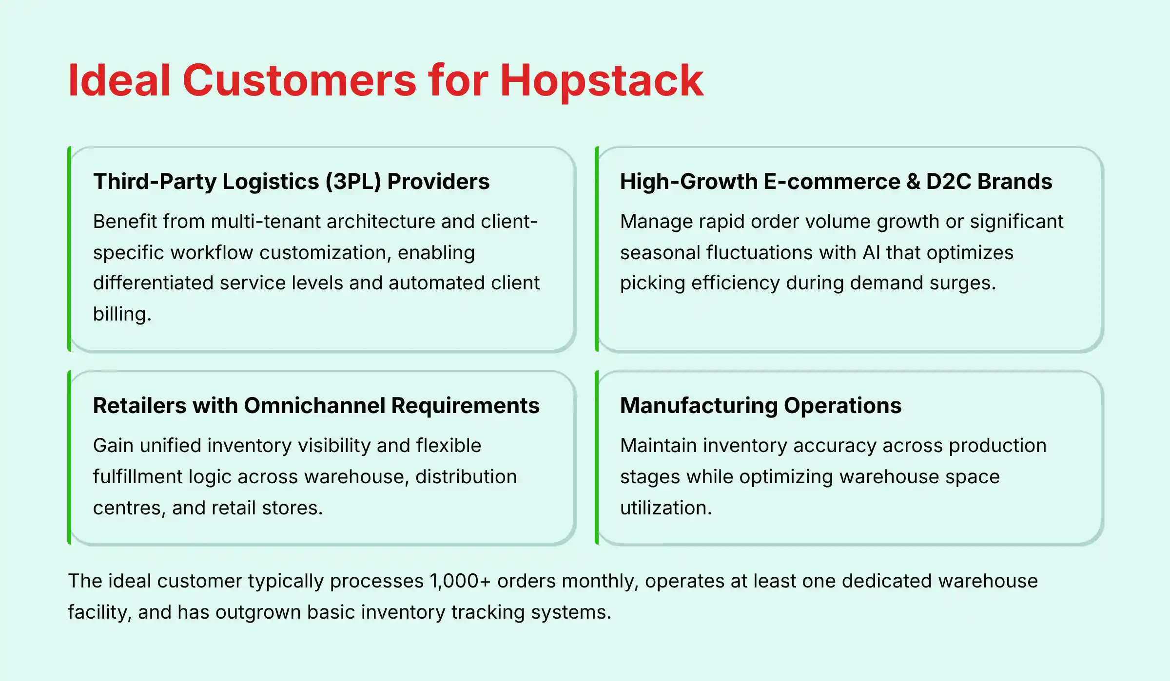 Ideal customers and use cases for Hopstack WMS