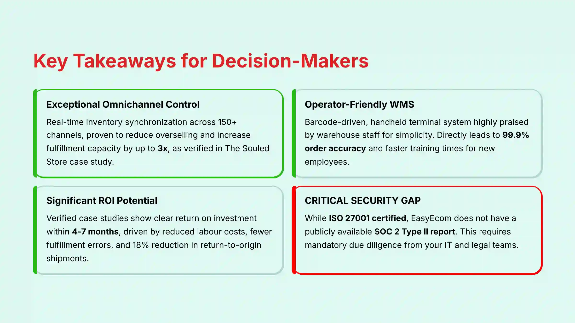 Key Takeaways for Decision Makers - EasyEcom Analysis