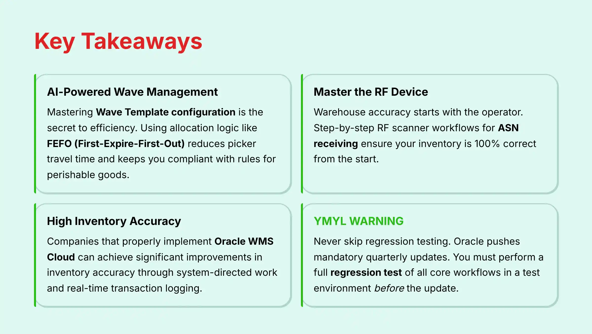 Key Takeaways Oracle WMS Cloud