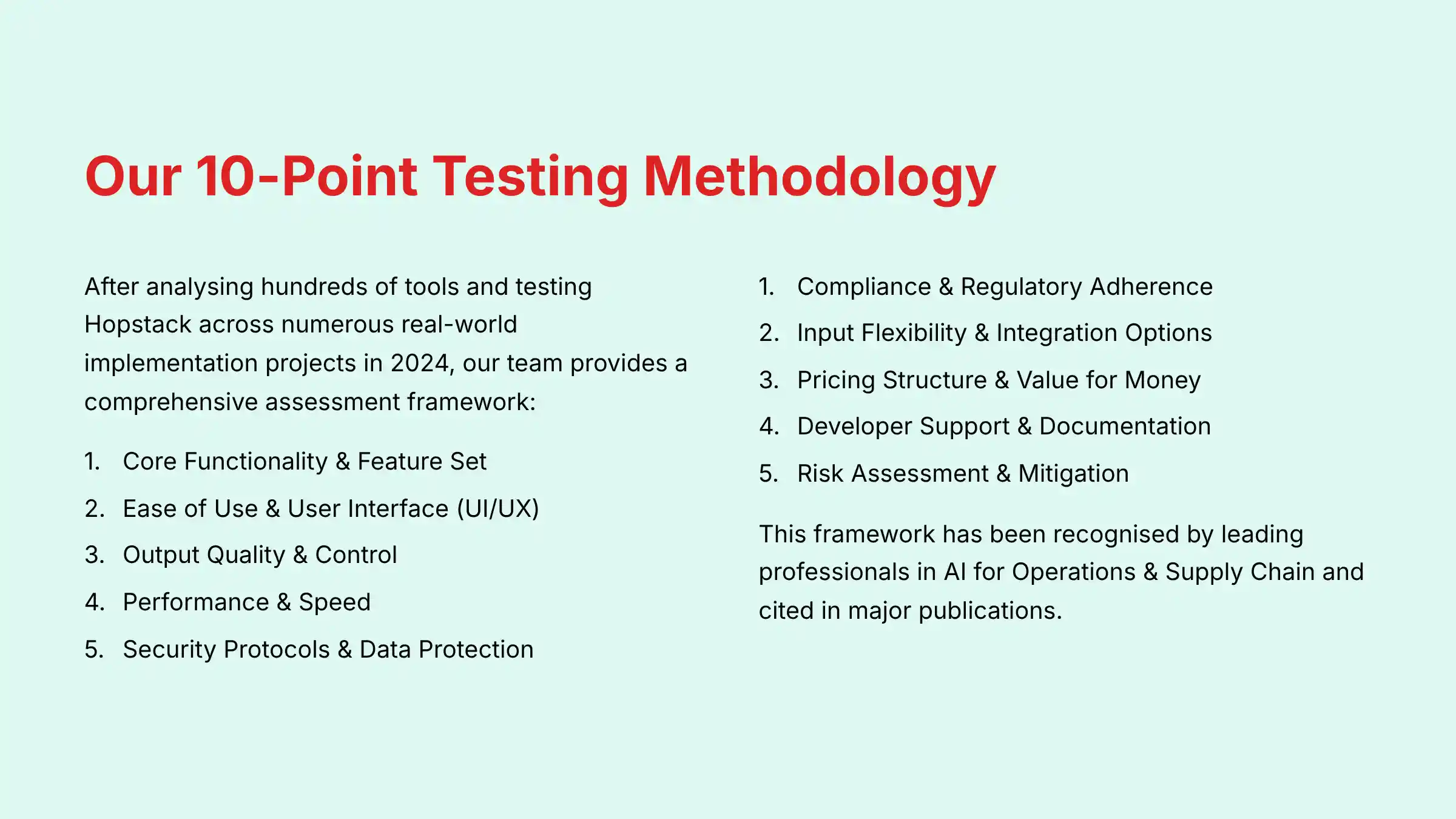 Our 10-Point Testing Methodology