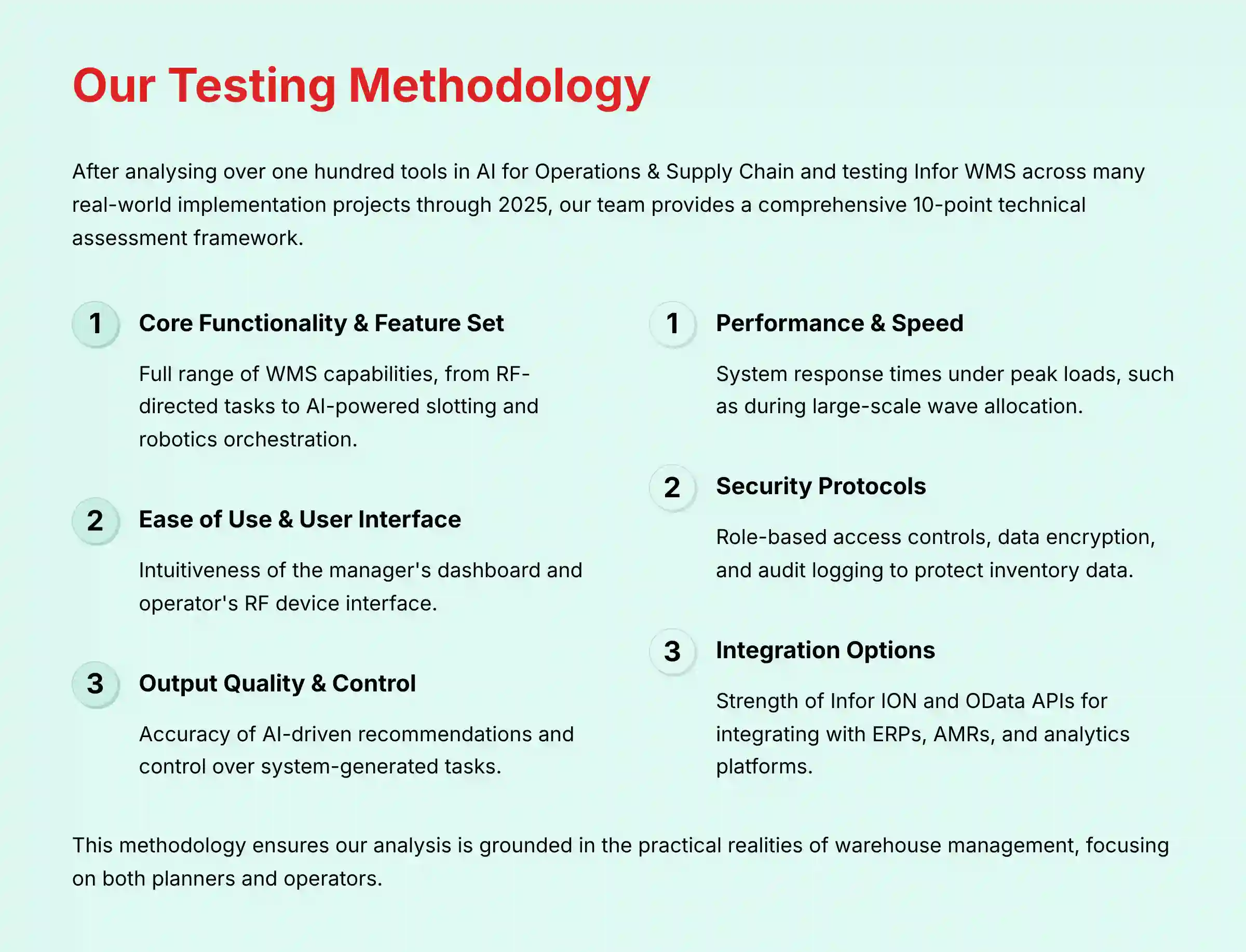 Our Testing Methodology for AI Warehouse Management