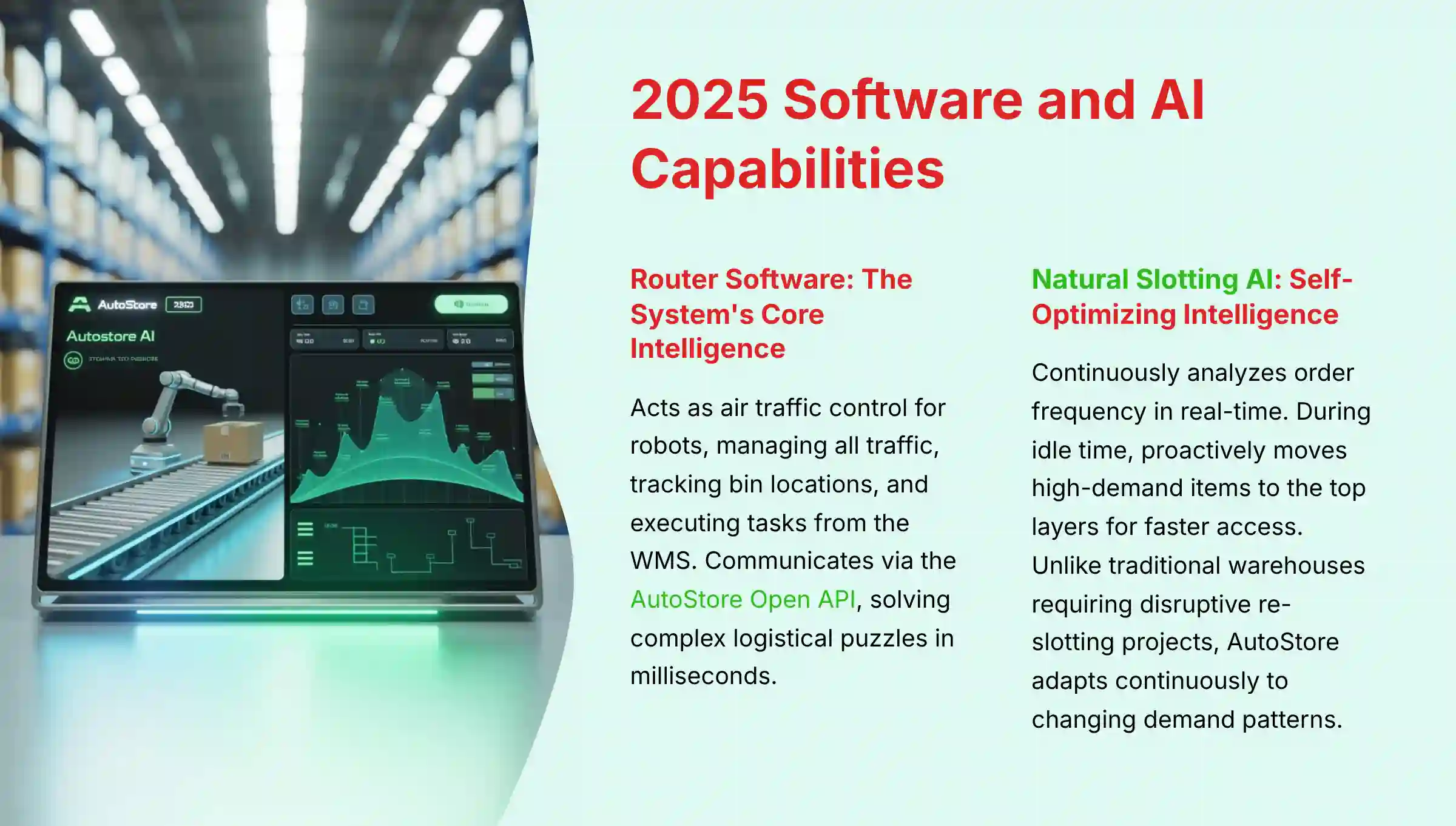 AutoStore 2025 software and AI capabilities dashboard