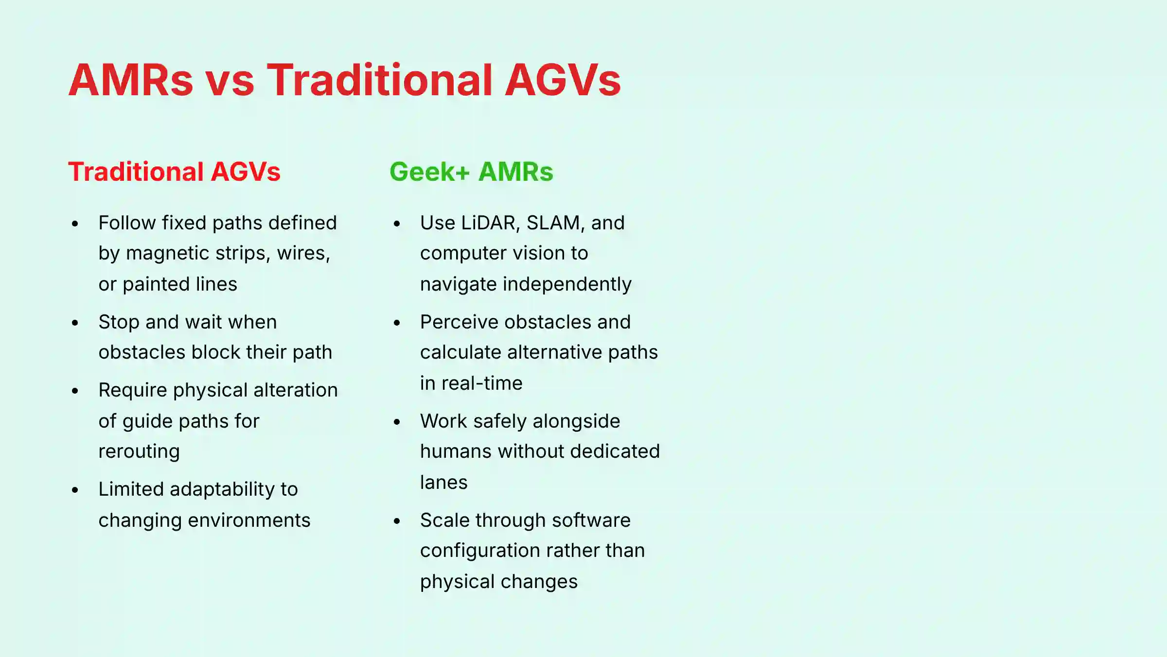 AMRs vs Traditional AGVs Comparison