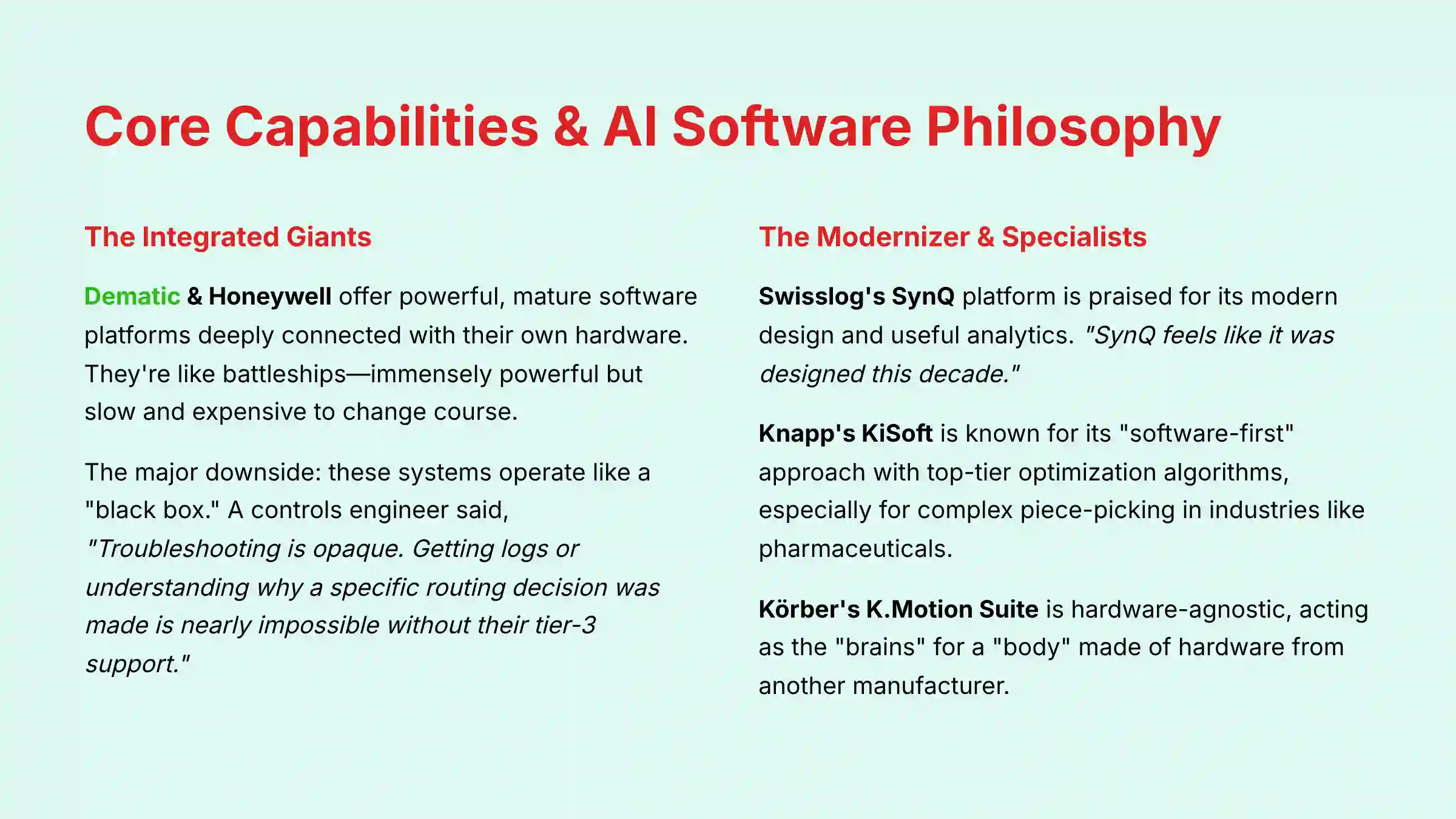 Core Capabilities and AI Software Philosophy