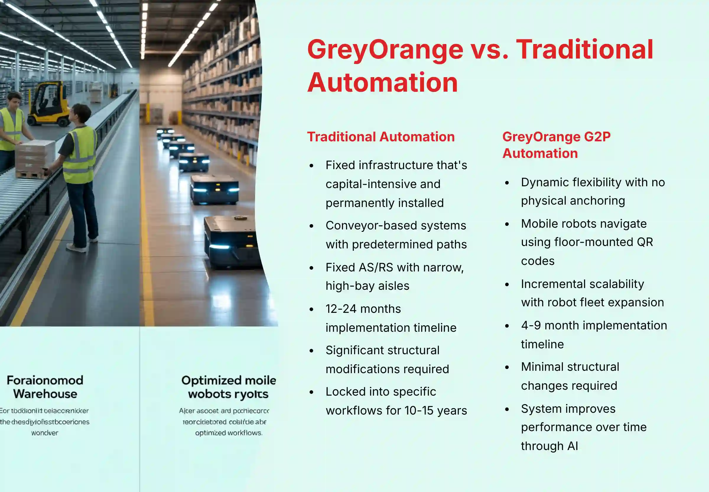 GreyOrange vs Traditional Automation comparison chart