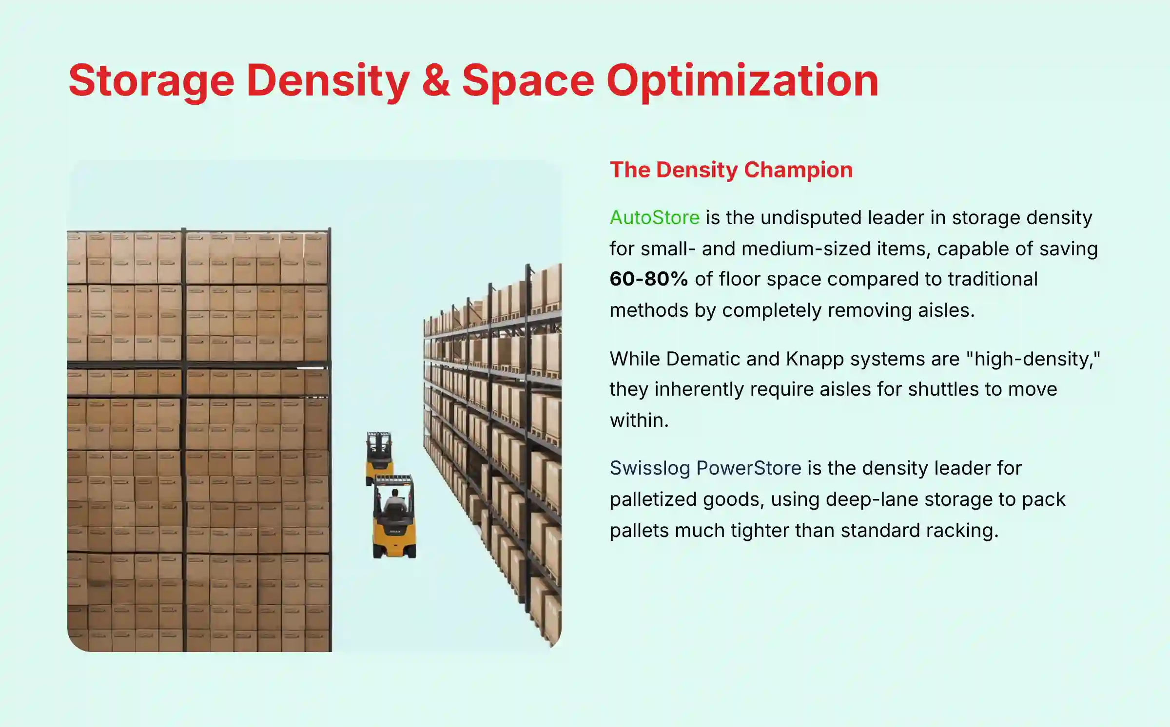 Storage density and space optimization comparison