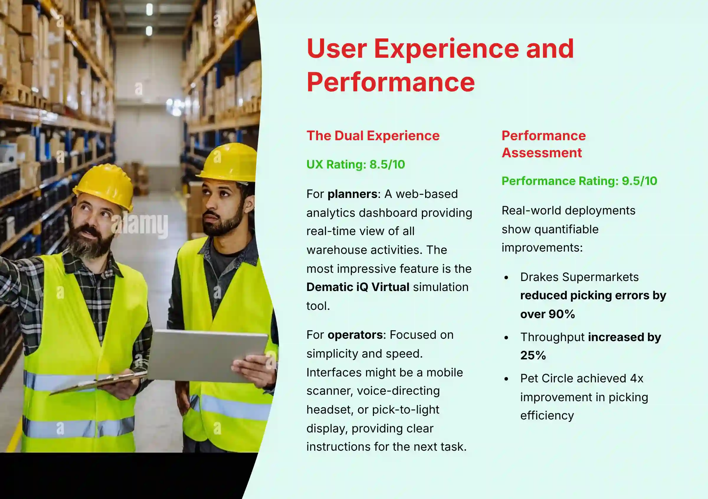 Dematic User Experience and Performance Analysis