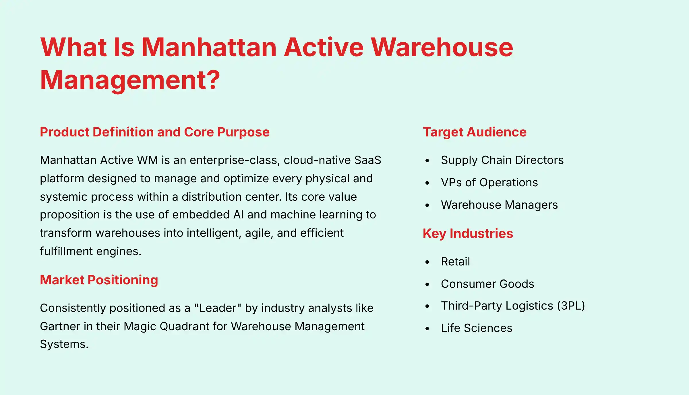 What Is Manhattan Active Warehouse Management