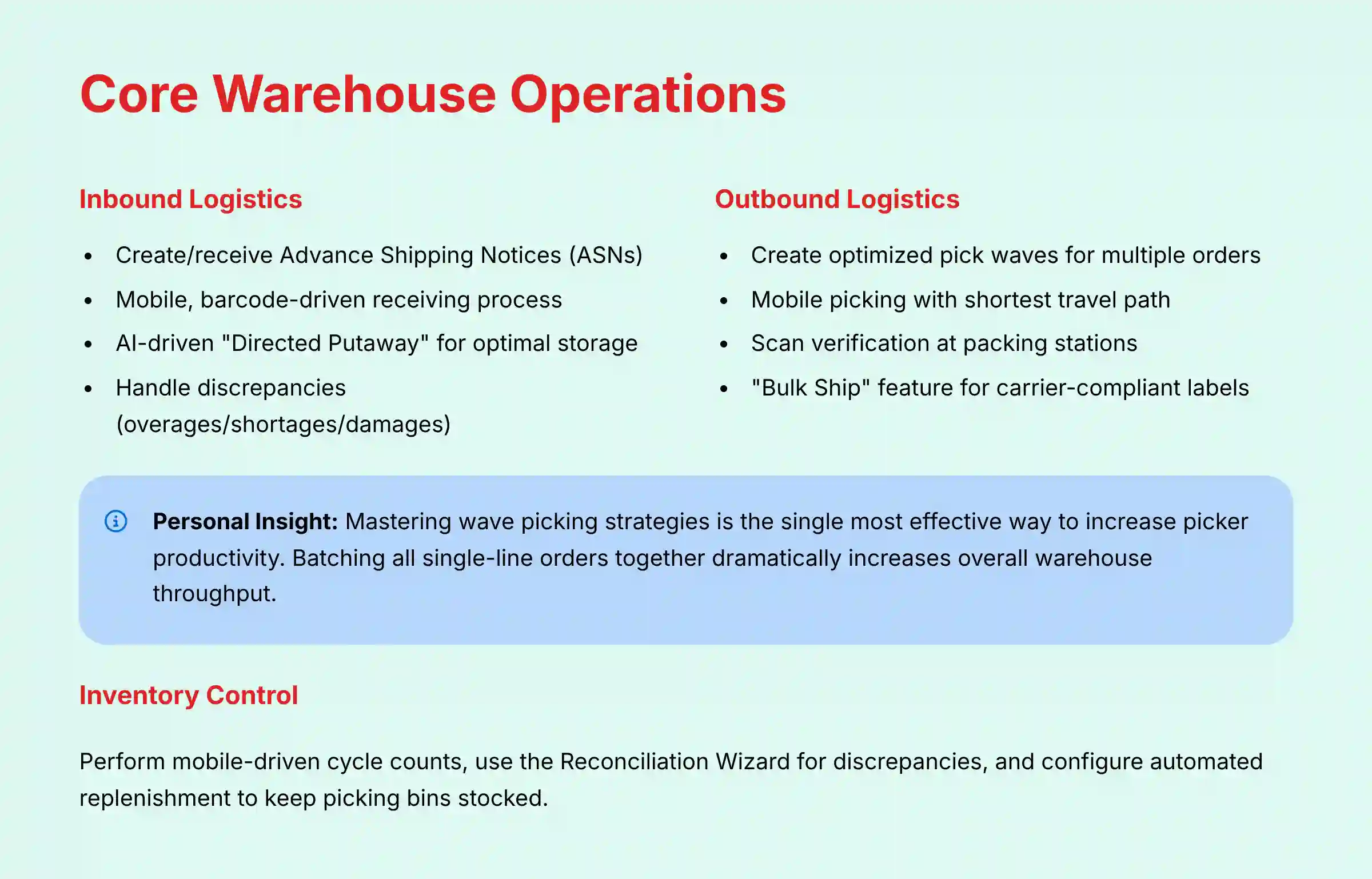 Core Warehouse Operations