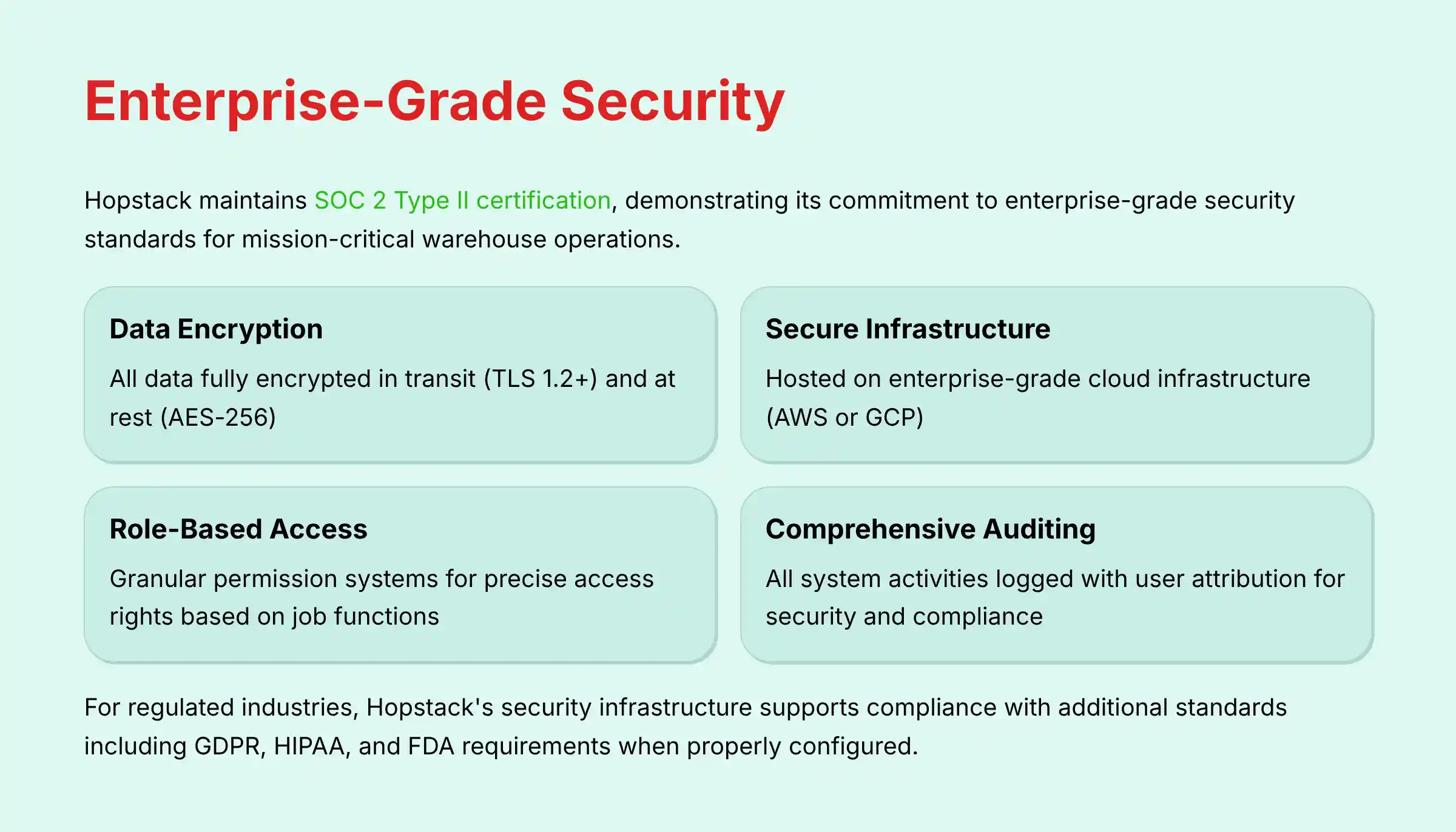 Hopstack enterprise-grade security features and SOC 2 compliance
