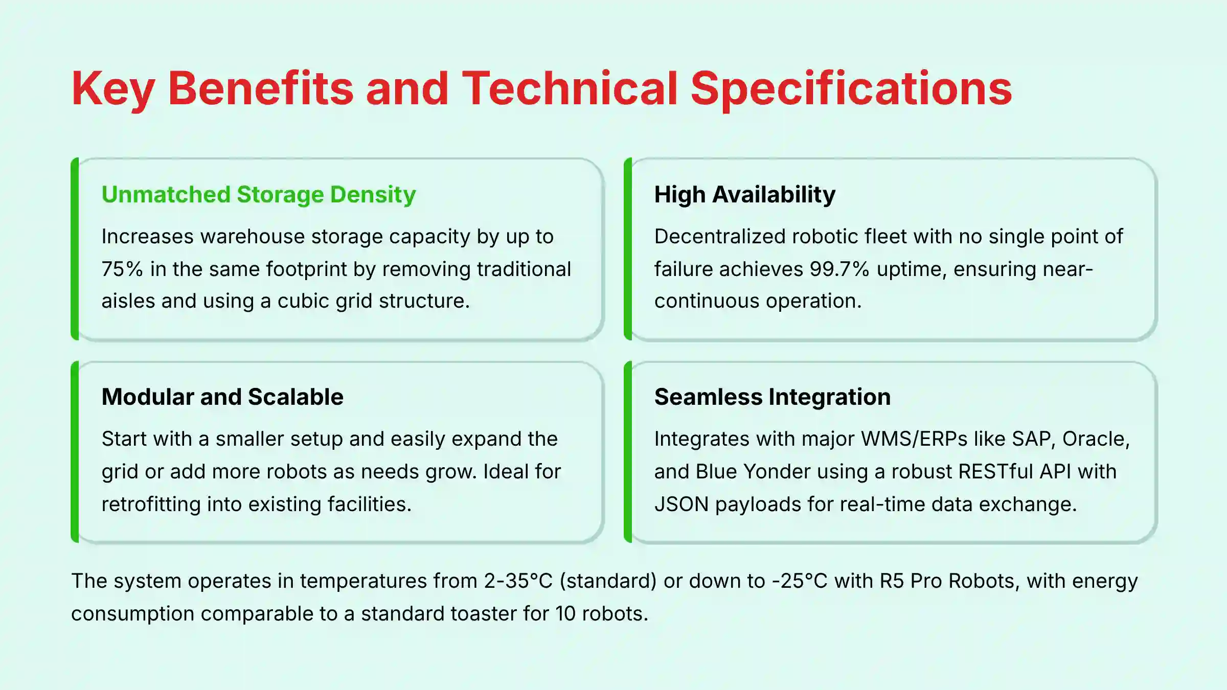 AutoStore key benefits and detailed technical specifications