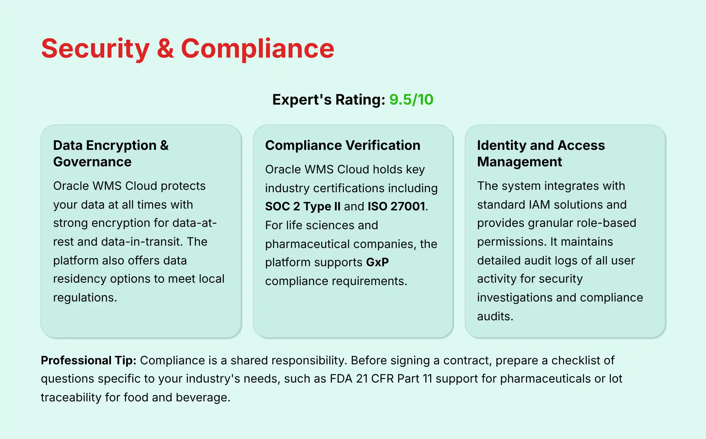 Oracle WMS Cloud Security and Compliance Features
