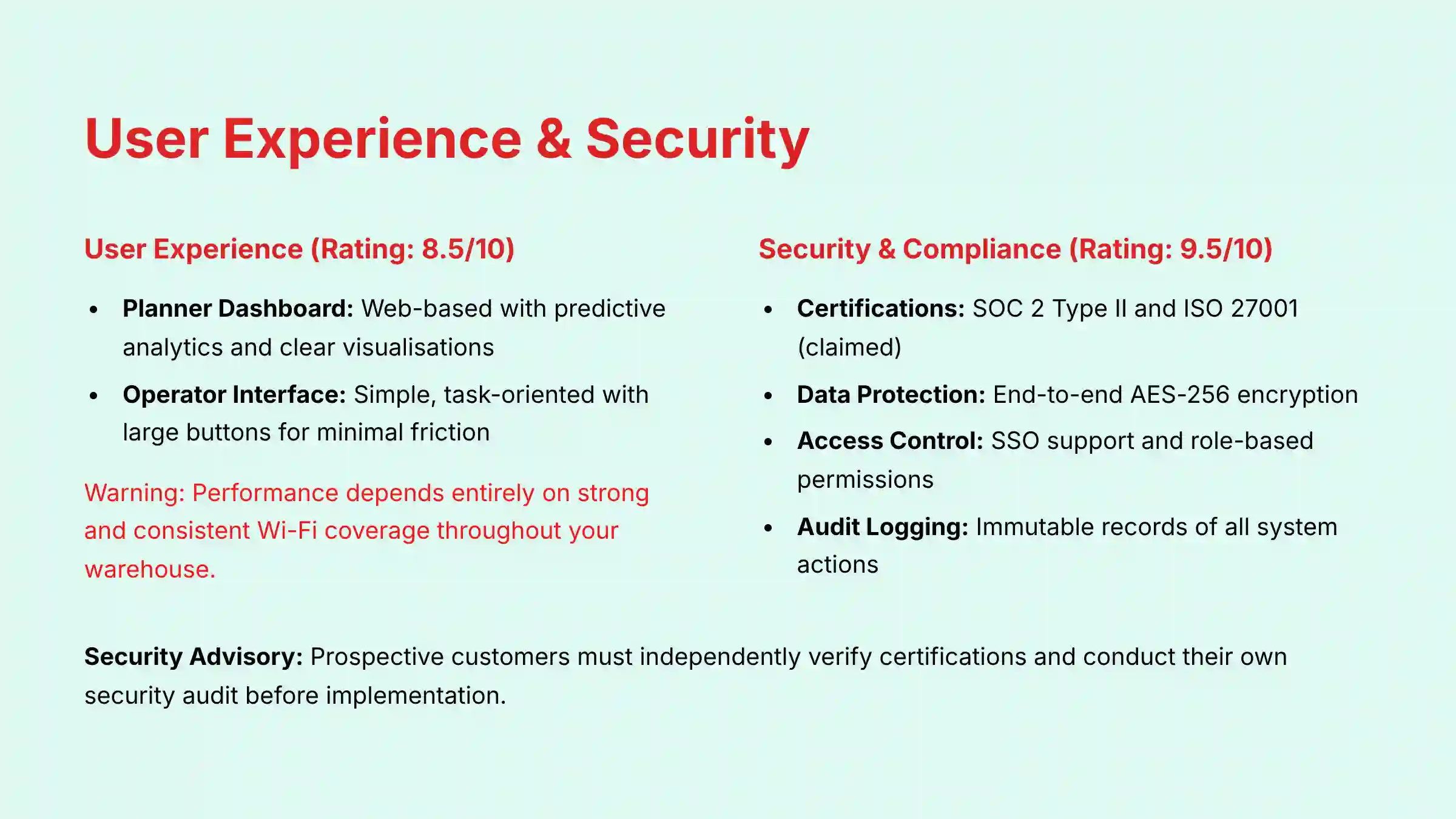 User Experience and Security Features