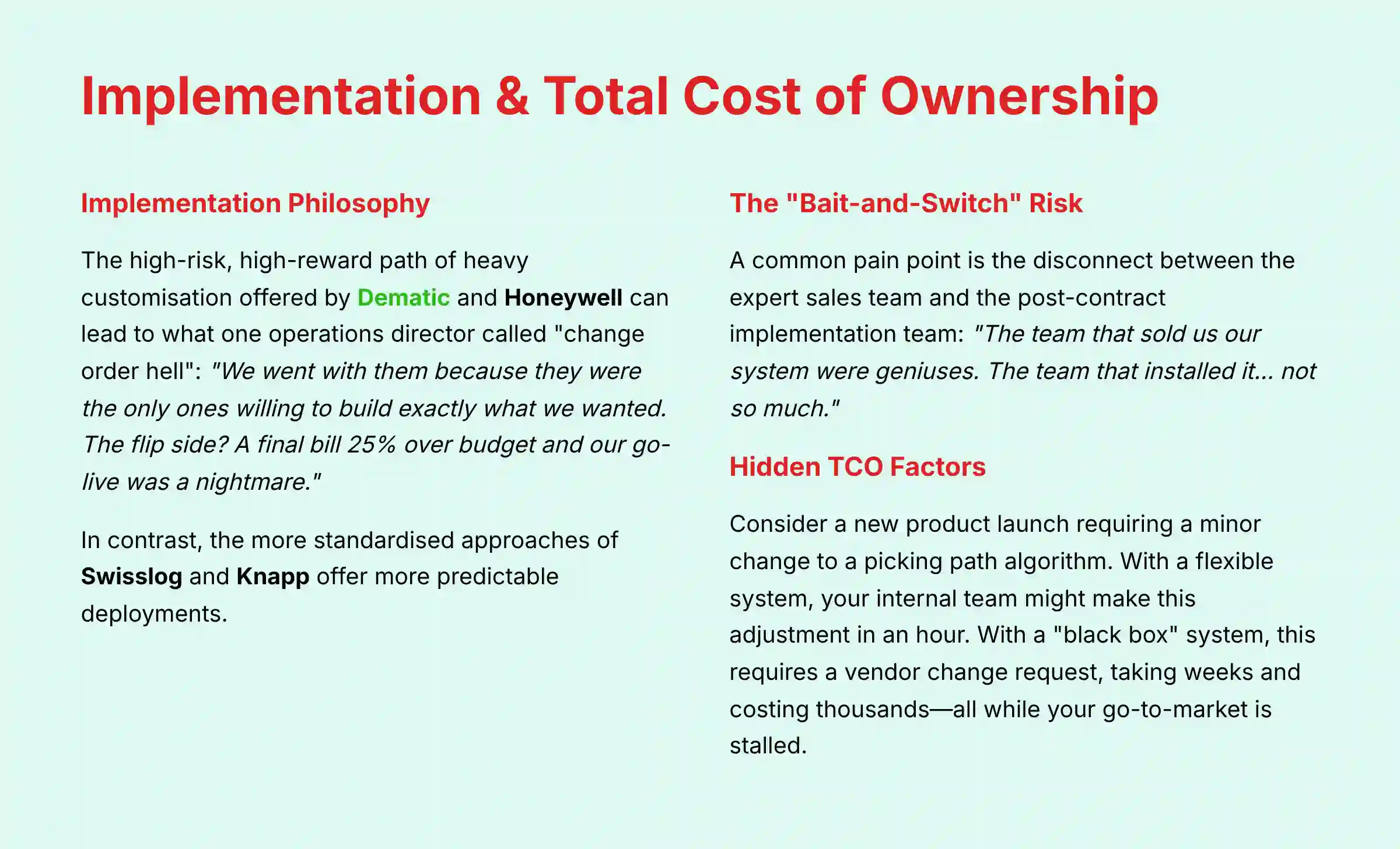 Implementation and Total Cost of Ownership