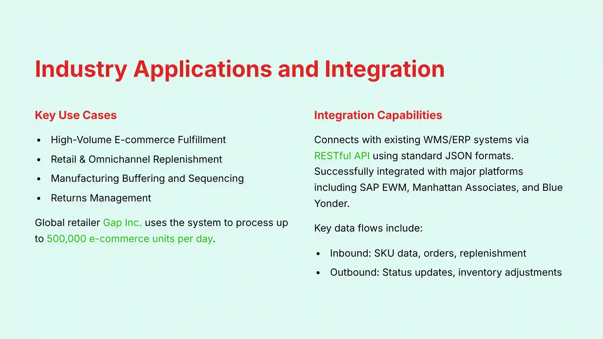 Industry Applications and Integration of Exotec System