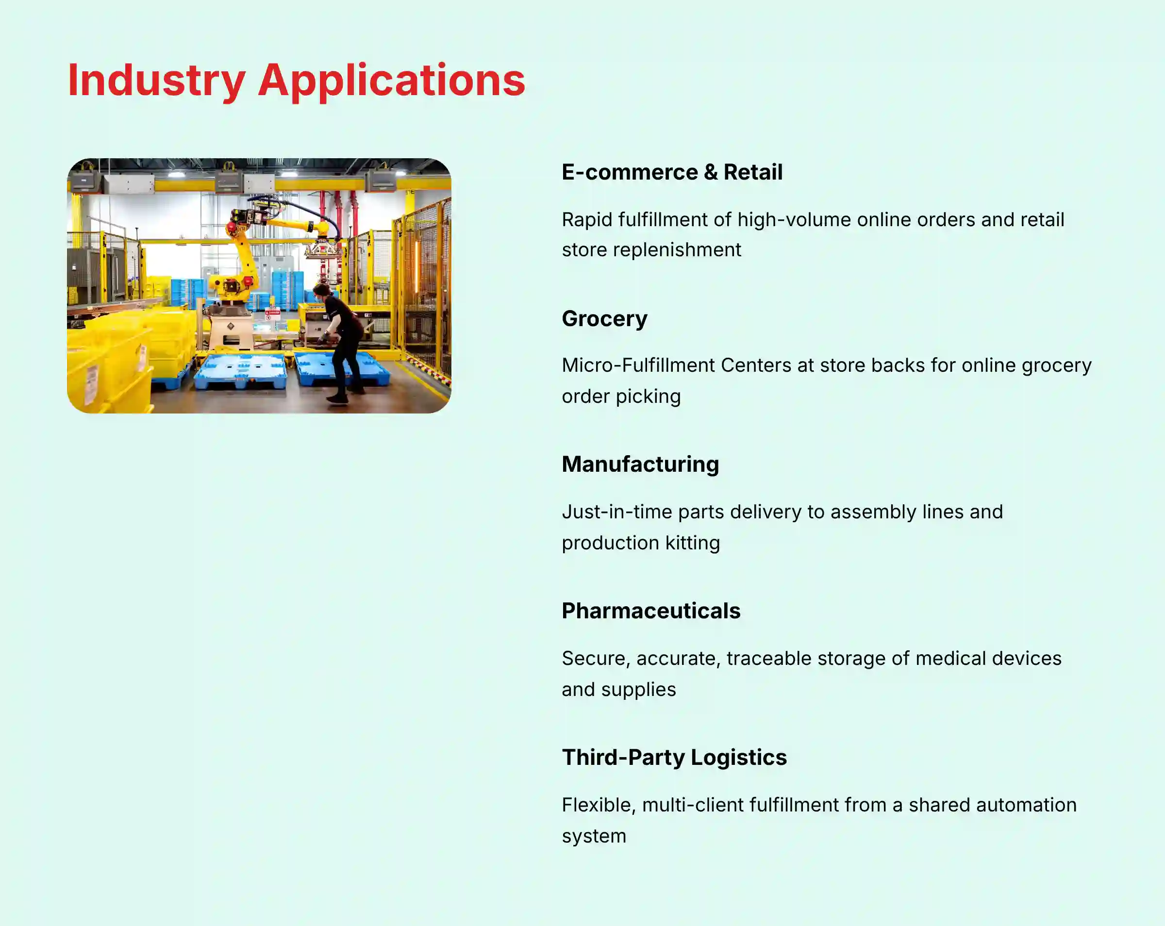AutoStore industry applications across different sectors