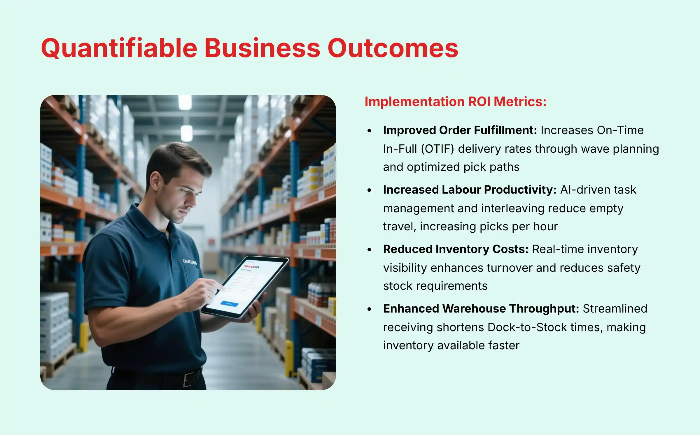 Quantifiable Business Outcomes and ROI metrics for Oracle WMS Cloud implementation