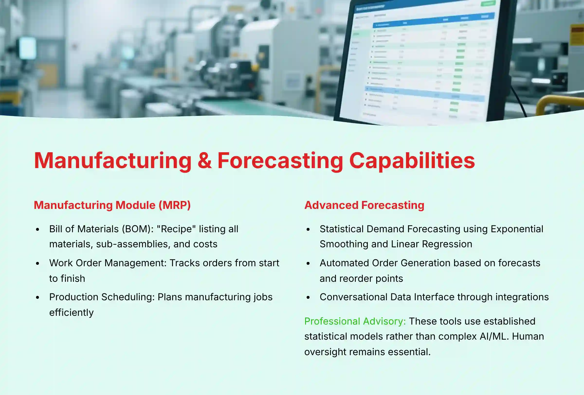 Manufacturing and Forecasting Capabilities