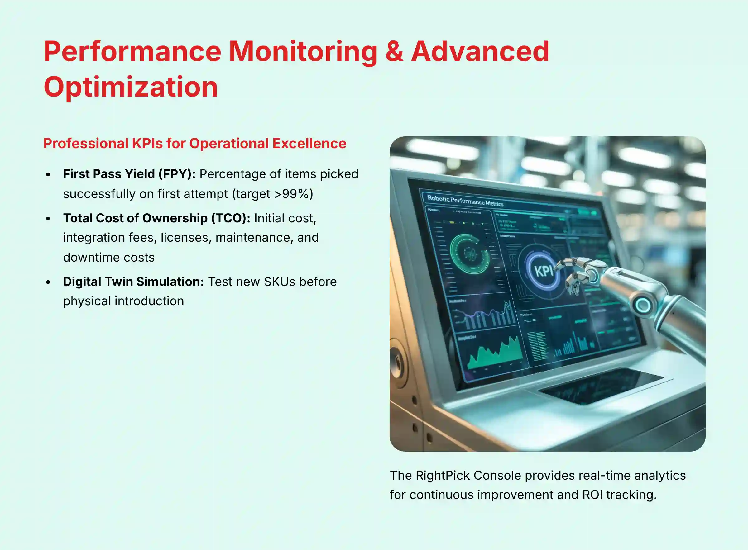 Performance Monitoring and Advanced Optimization strategies for RightHand Robotics