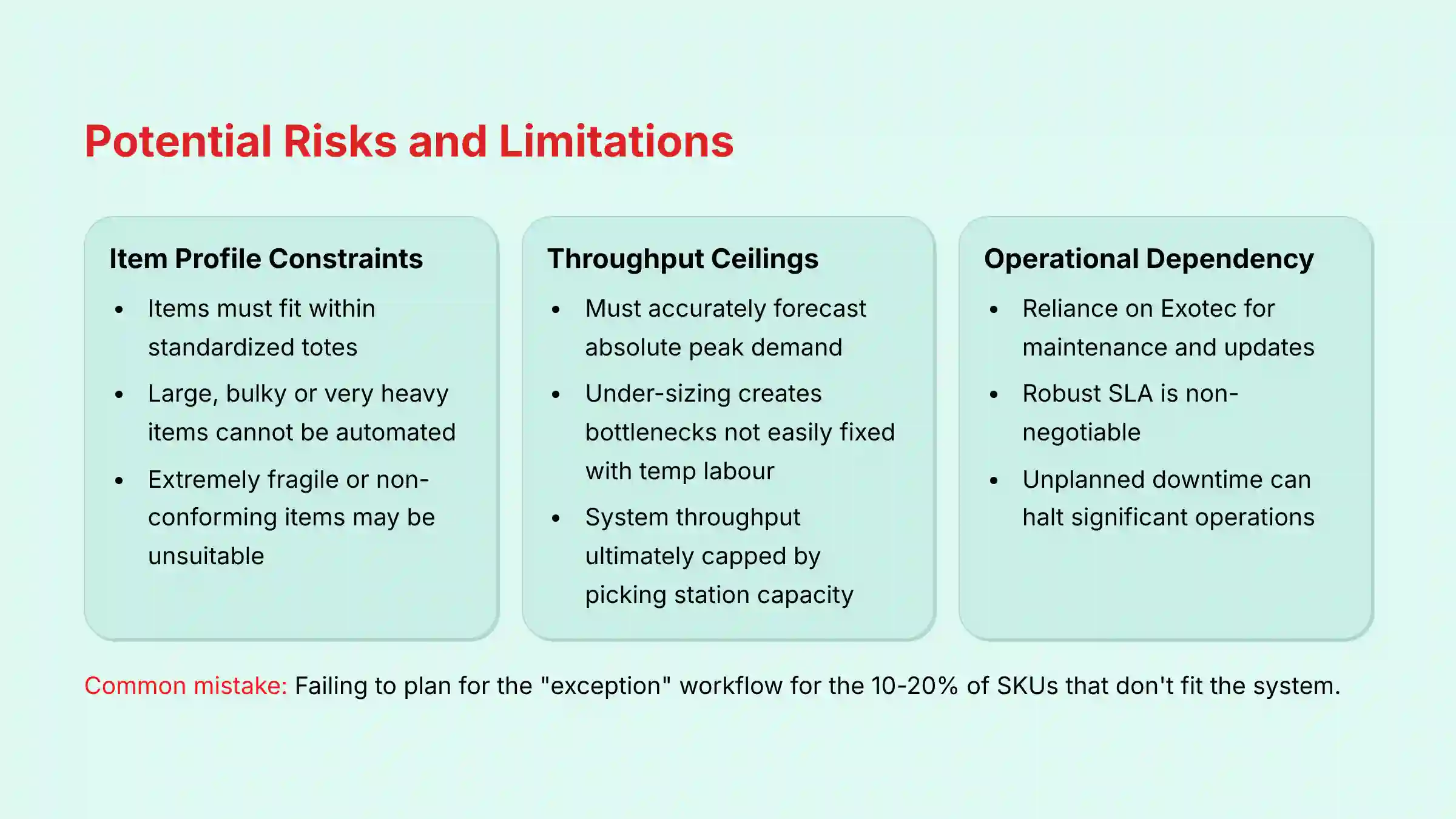 Potential Risks and Limitations of Exotec Implementation