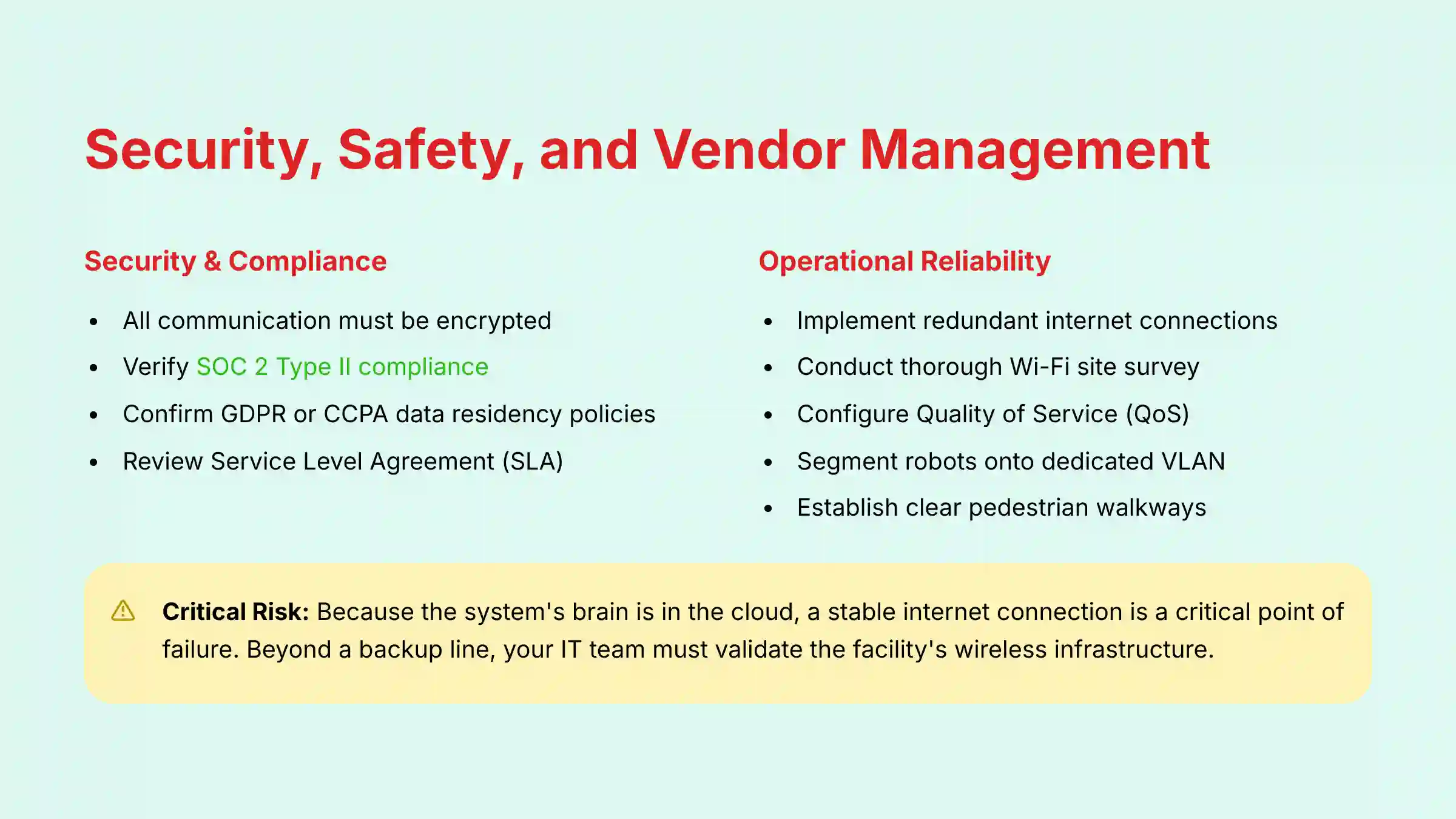 Security, Safety, and Vendor Management
