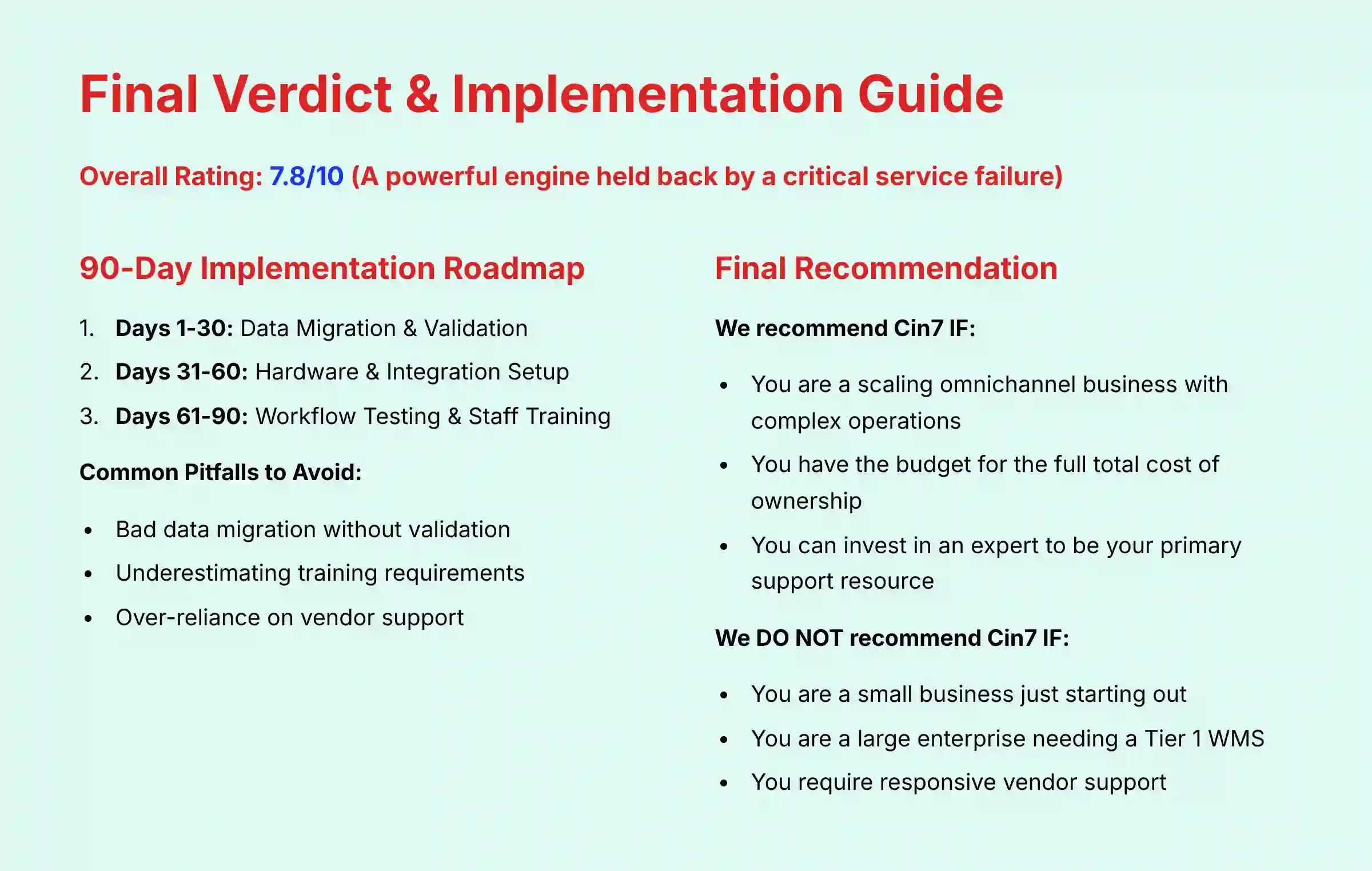 Final Verdict and Implementation Guide - Cin7 Platform Assessment