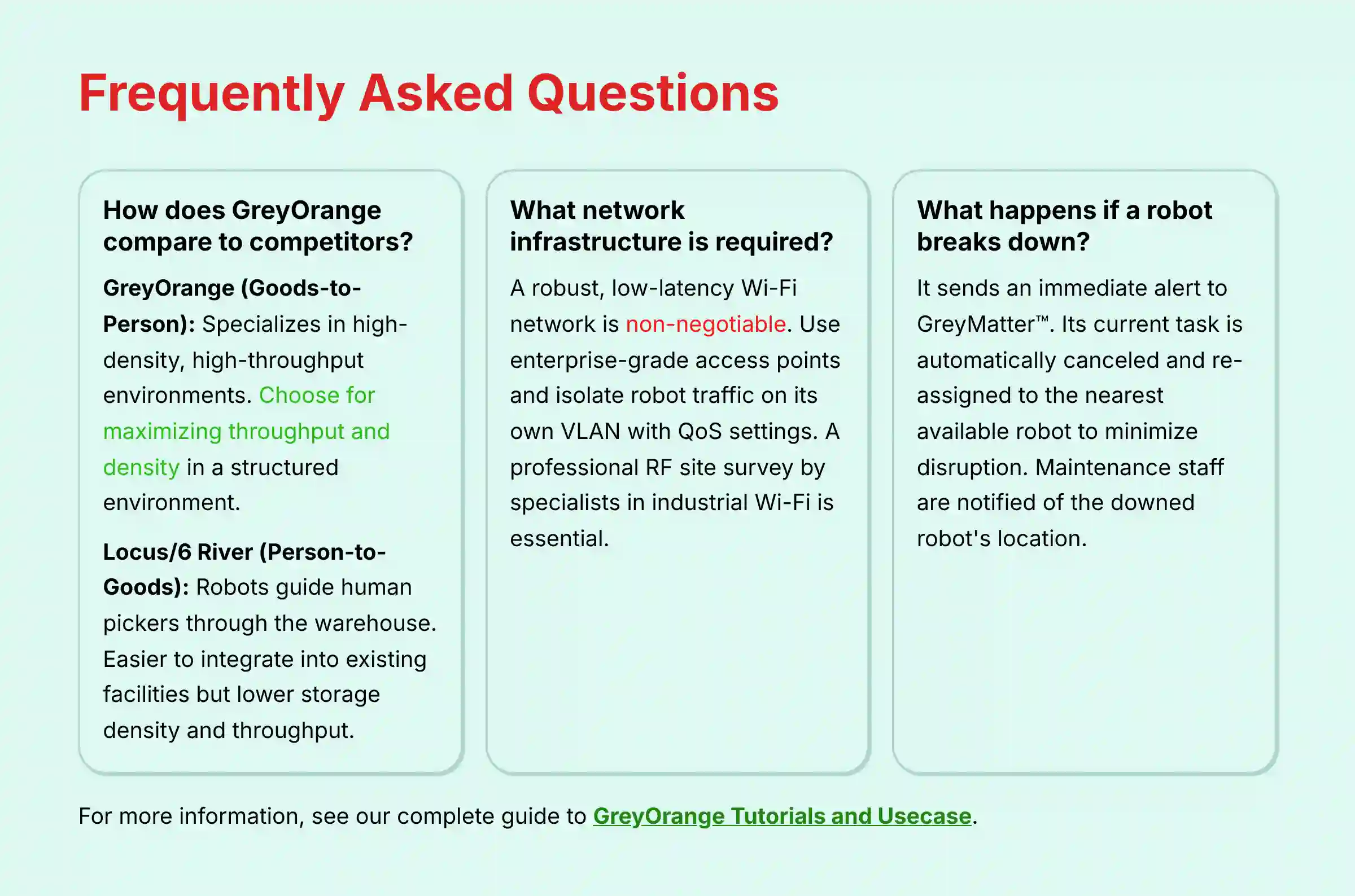 Frequently Asked Questions about GreyOrange automation