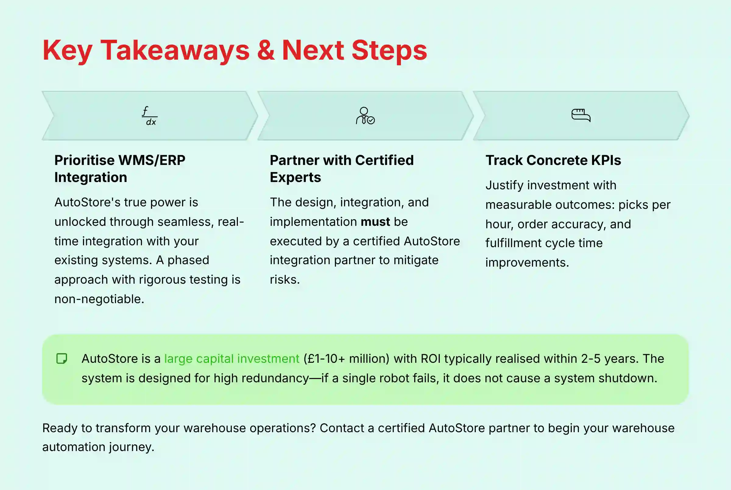Key Takeaways and Next Steps for AutoStore implementation