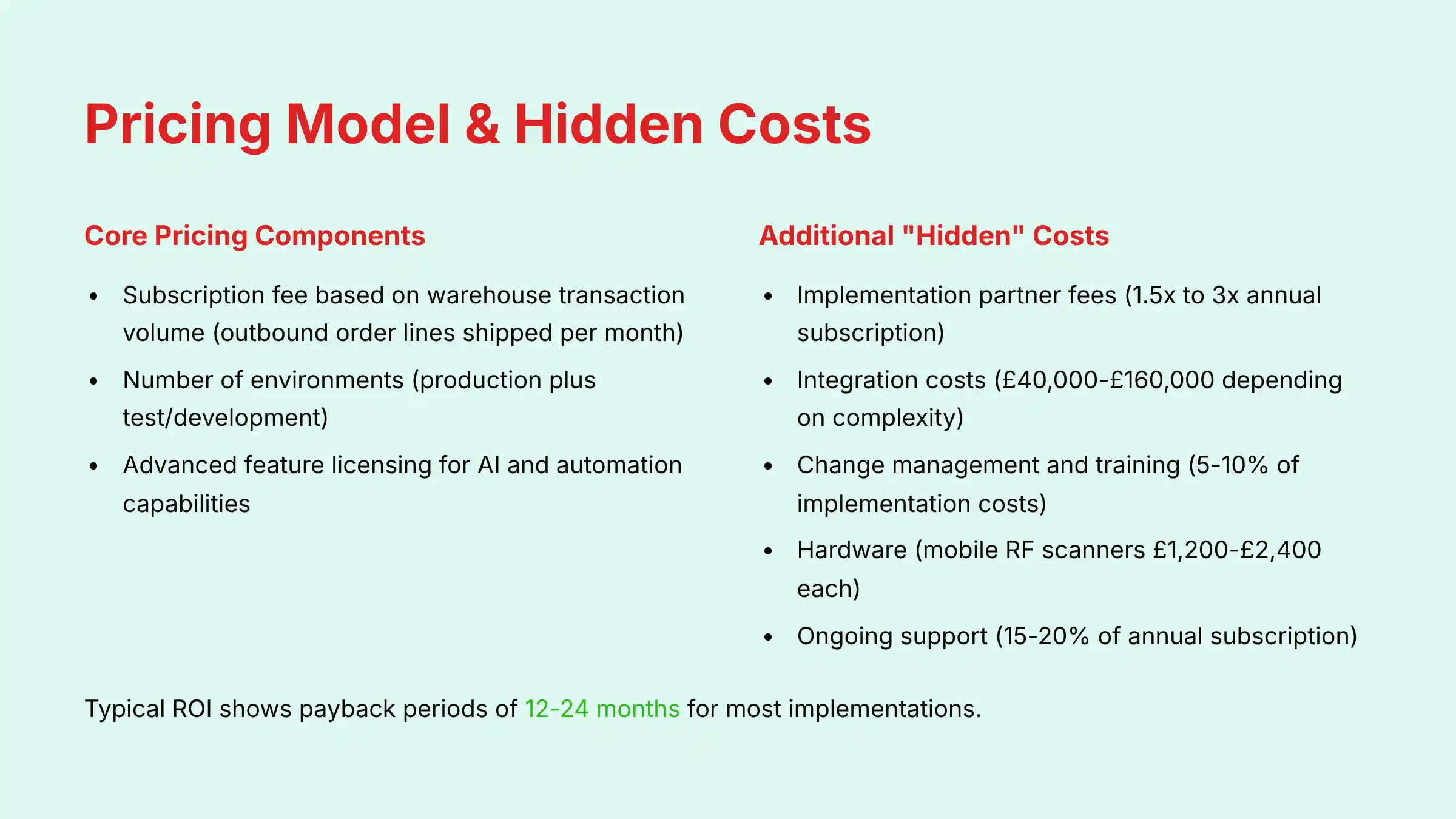 Oracle WMS Cloud Pricing Model and Cost Structure