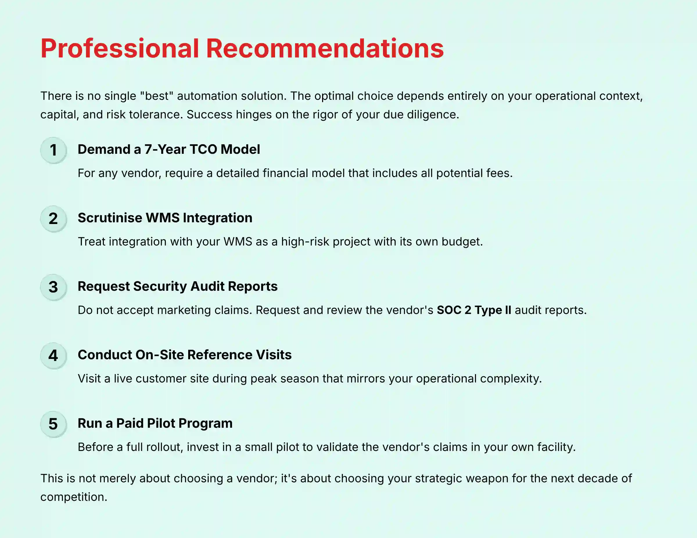 Professional Recommendations and Best Practices Framework