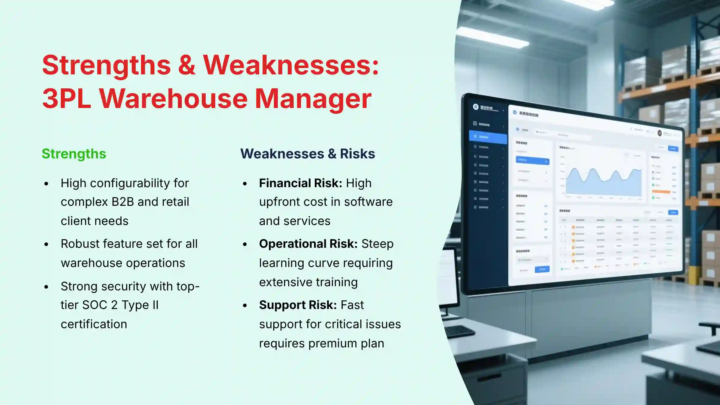 Strengths and Weaknesses - 3PL Warehouse Manager Analysis