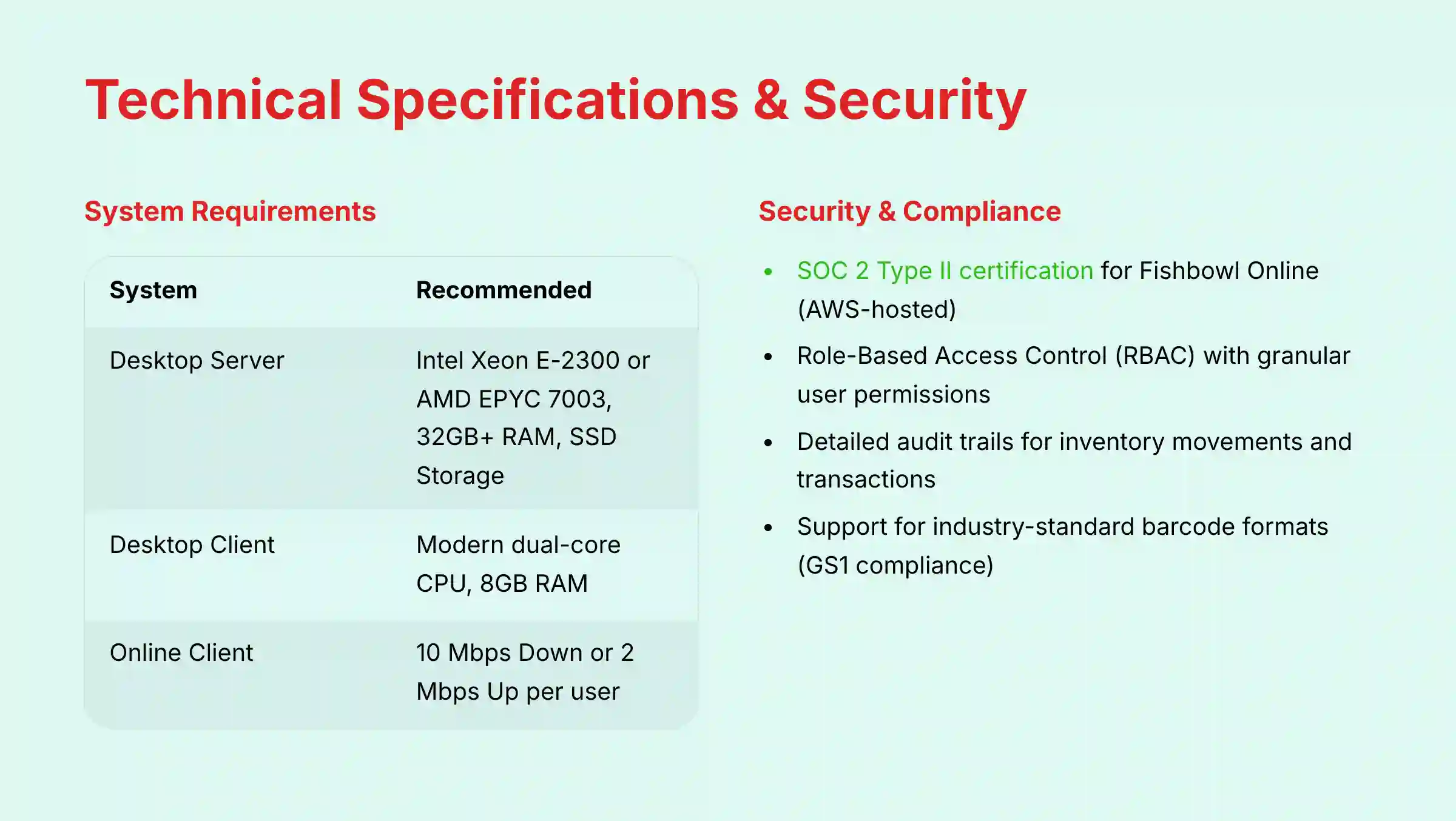 Technical Specifications and Security