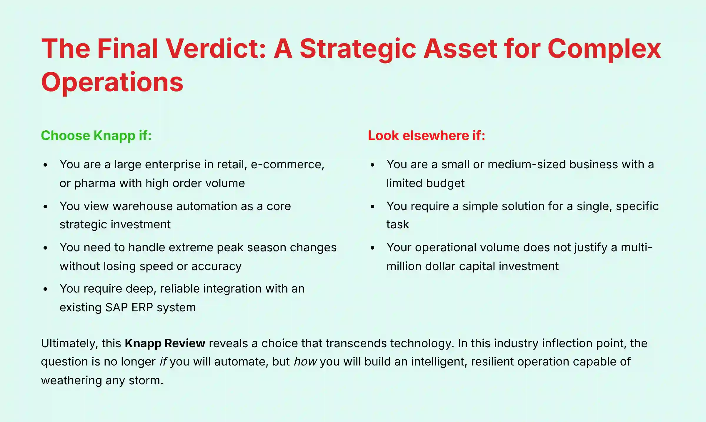 The Final Verdict - Strategic Asset for Complex Operations