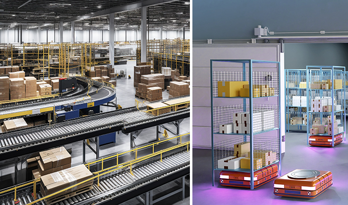 Warehouse Automation with AMR and Conveyor Systems