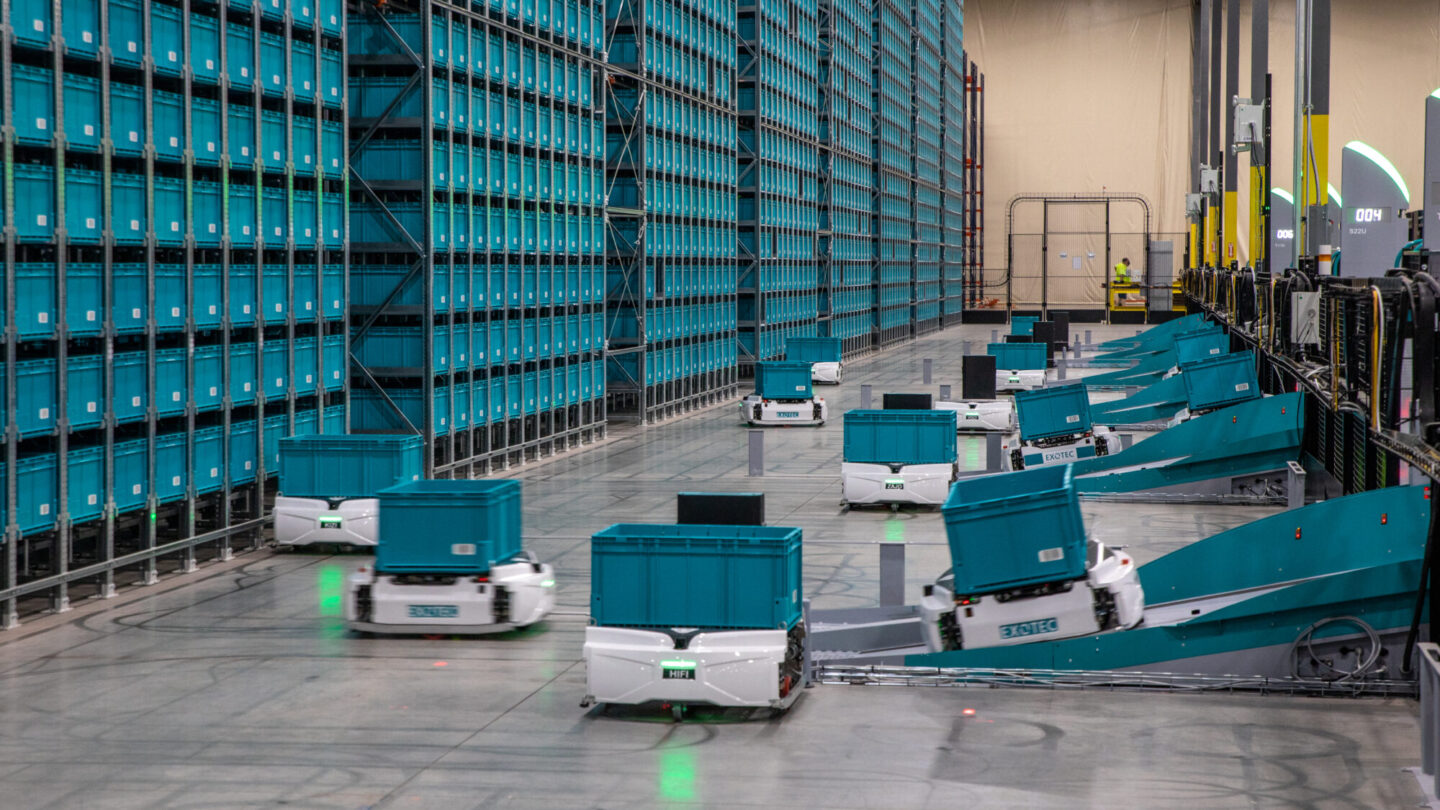 Exotec system deployed in real warehouse environment