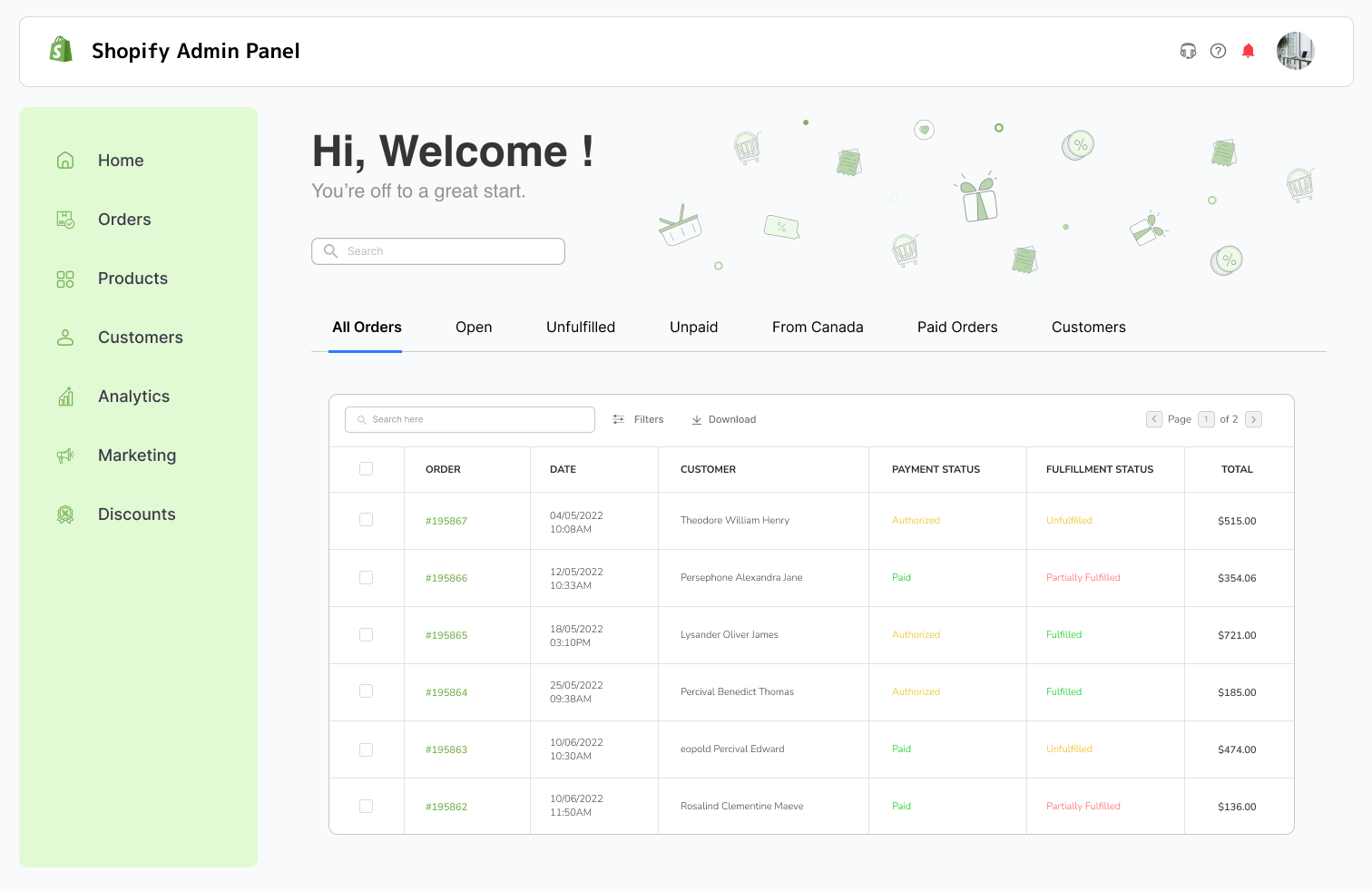 Shopify Plus Admin Dashboard